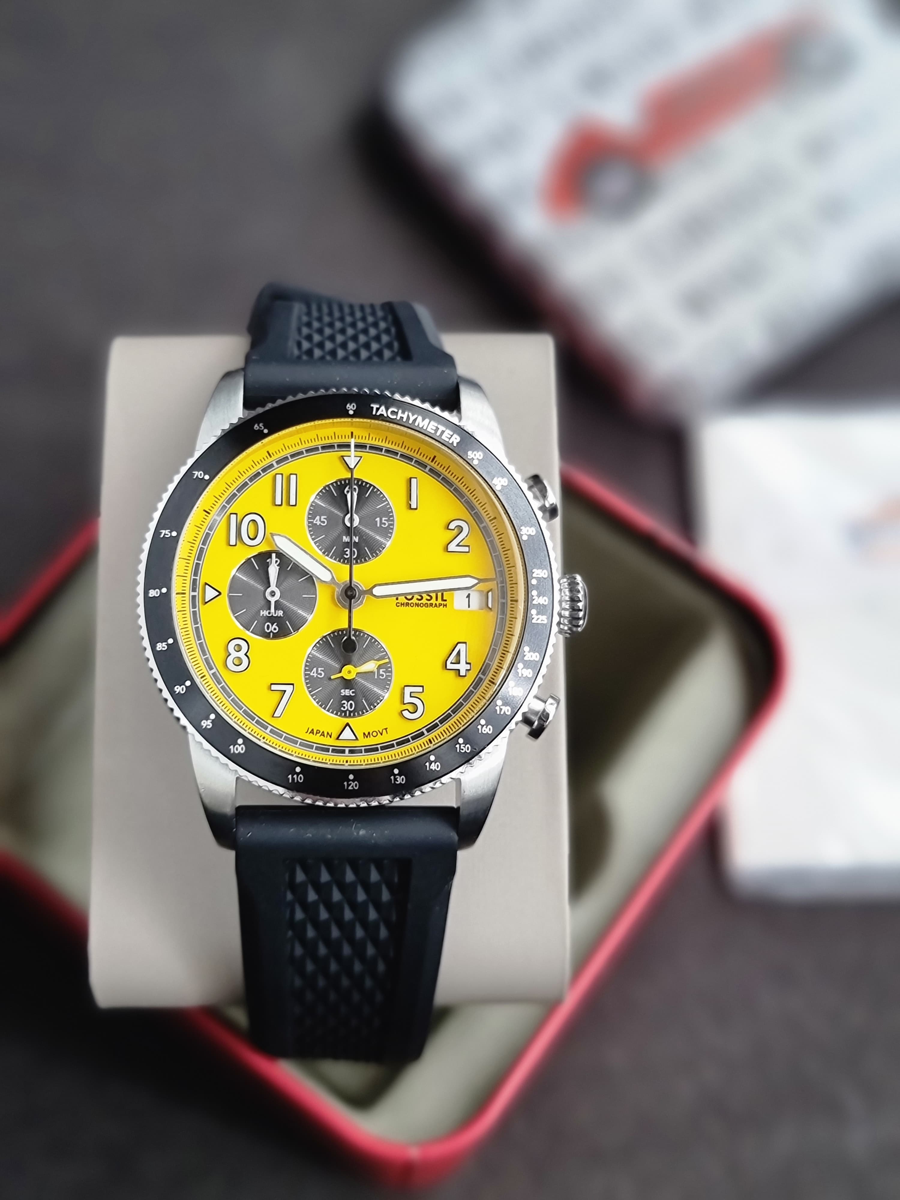 Fossil Sport Tourer Chronograph Black Silicone Watch- FS6044