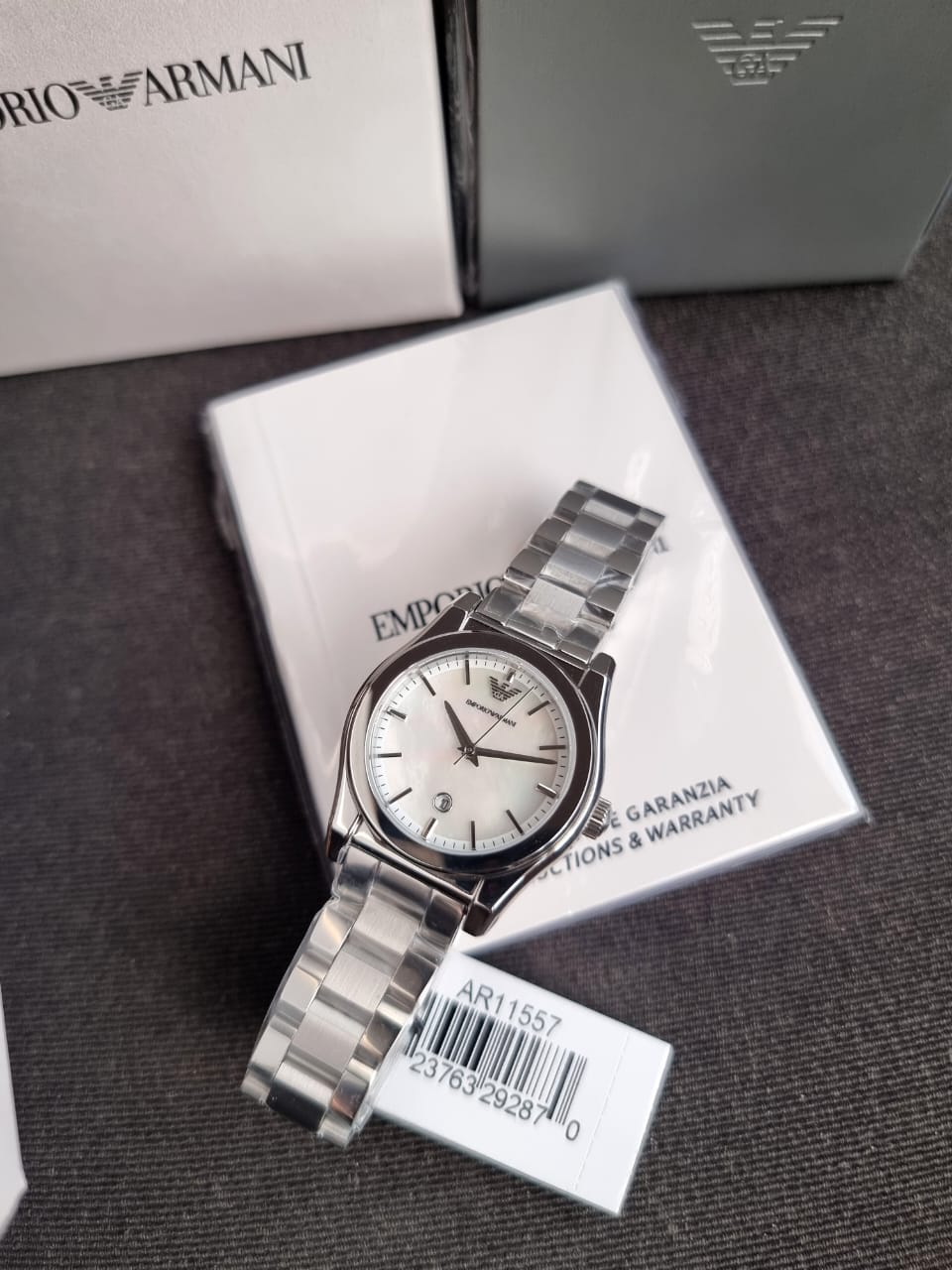 Emporio Armani Women’s Quartz Silver Stainless Steel Mother Of Pearl Dial 32mm Watch AR11557