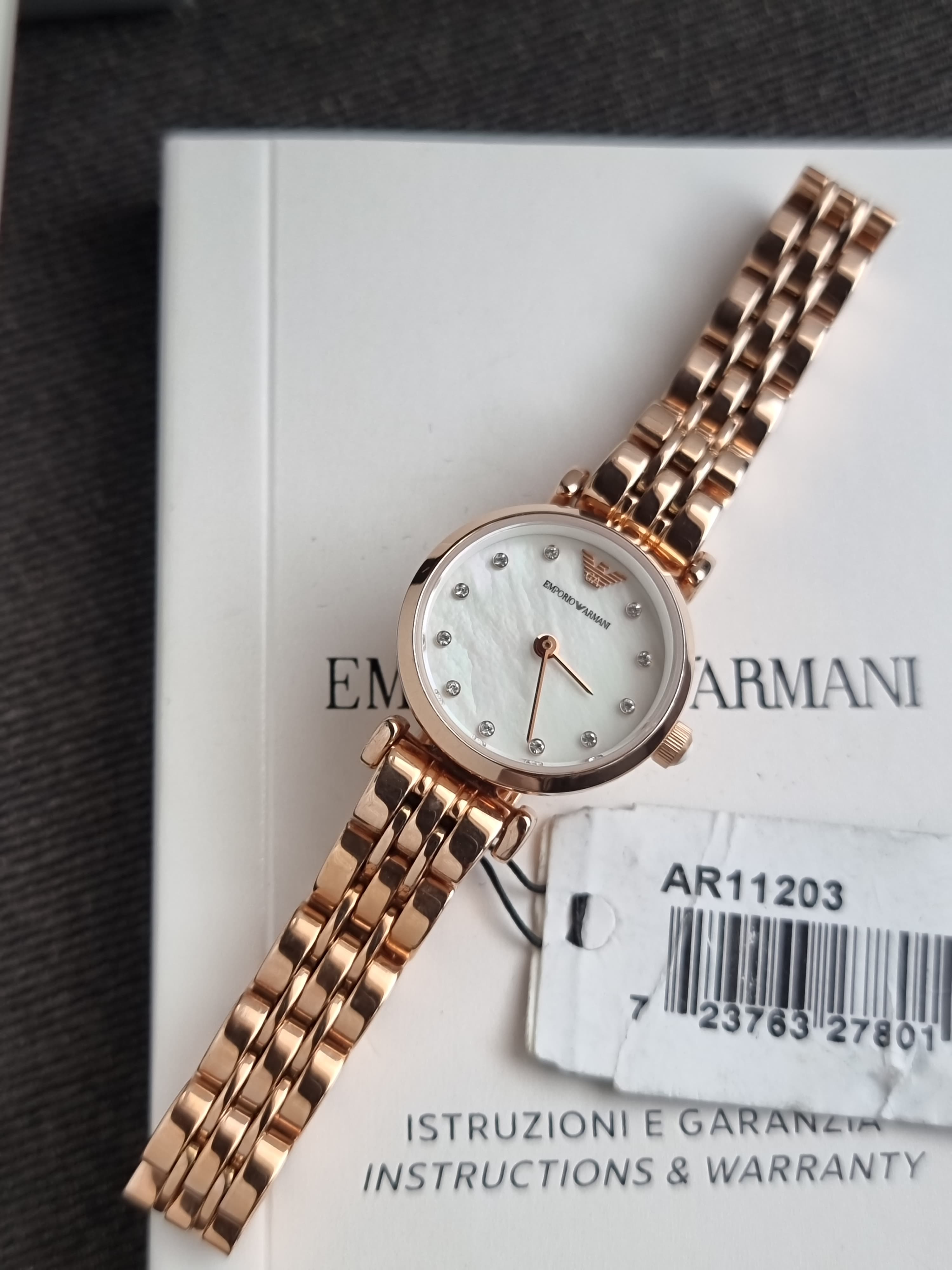 Emporio Armani Women’s Analog Stainless Steel Mother of Pearl Dial 22mm Watch AR11203