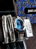 Just Cavalli Signature Snake Blue Dial Ladies Watch JC1L209M0025