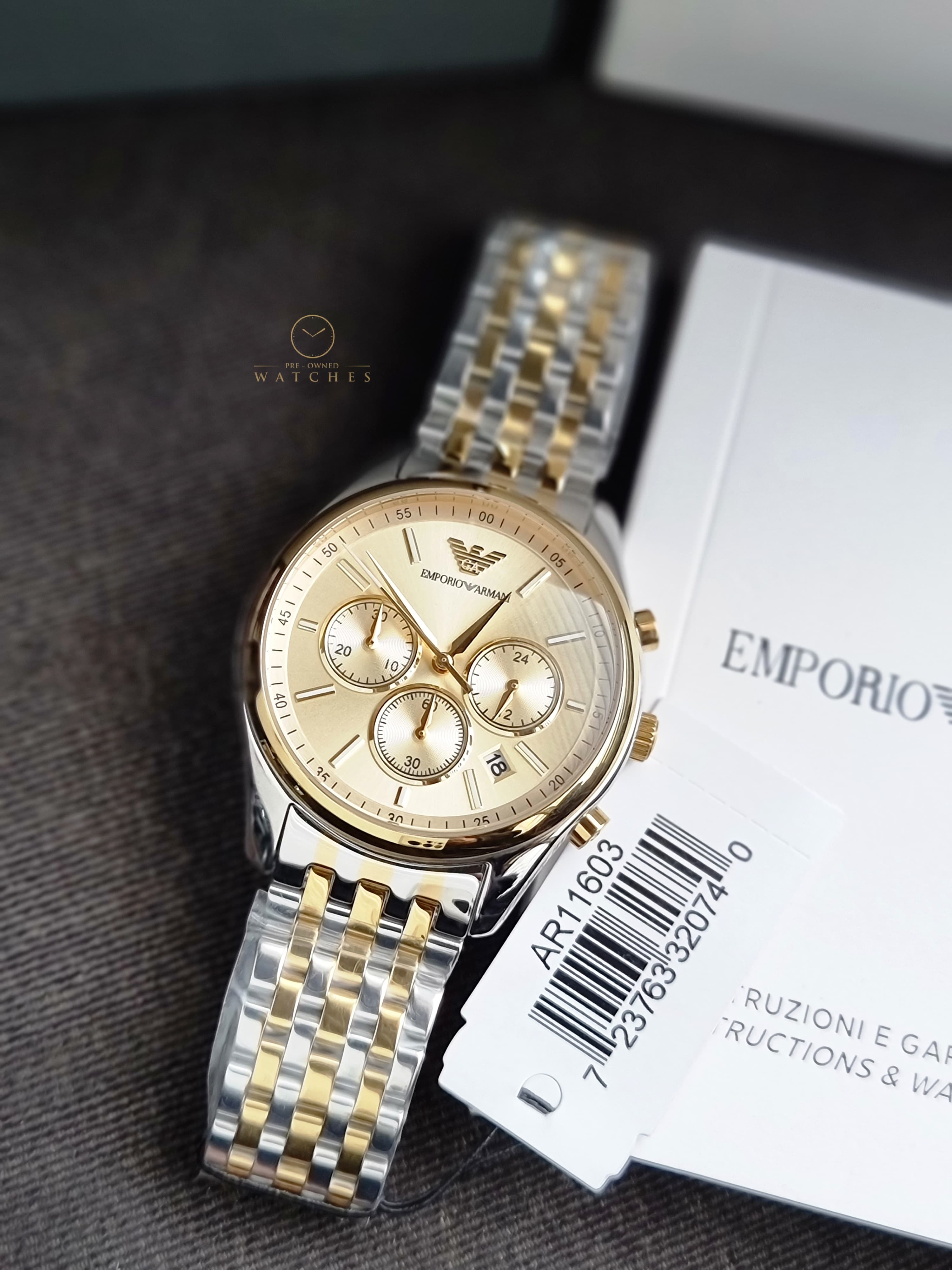 Emporio Armani Men’s Quartz Two-tone Stainless Steel Champagne Dial 41mm Watch AR11603