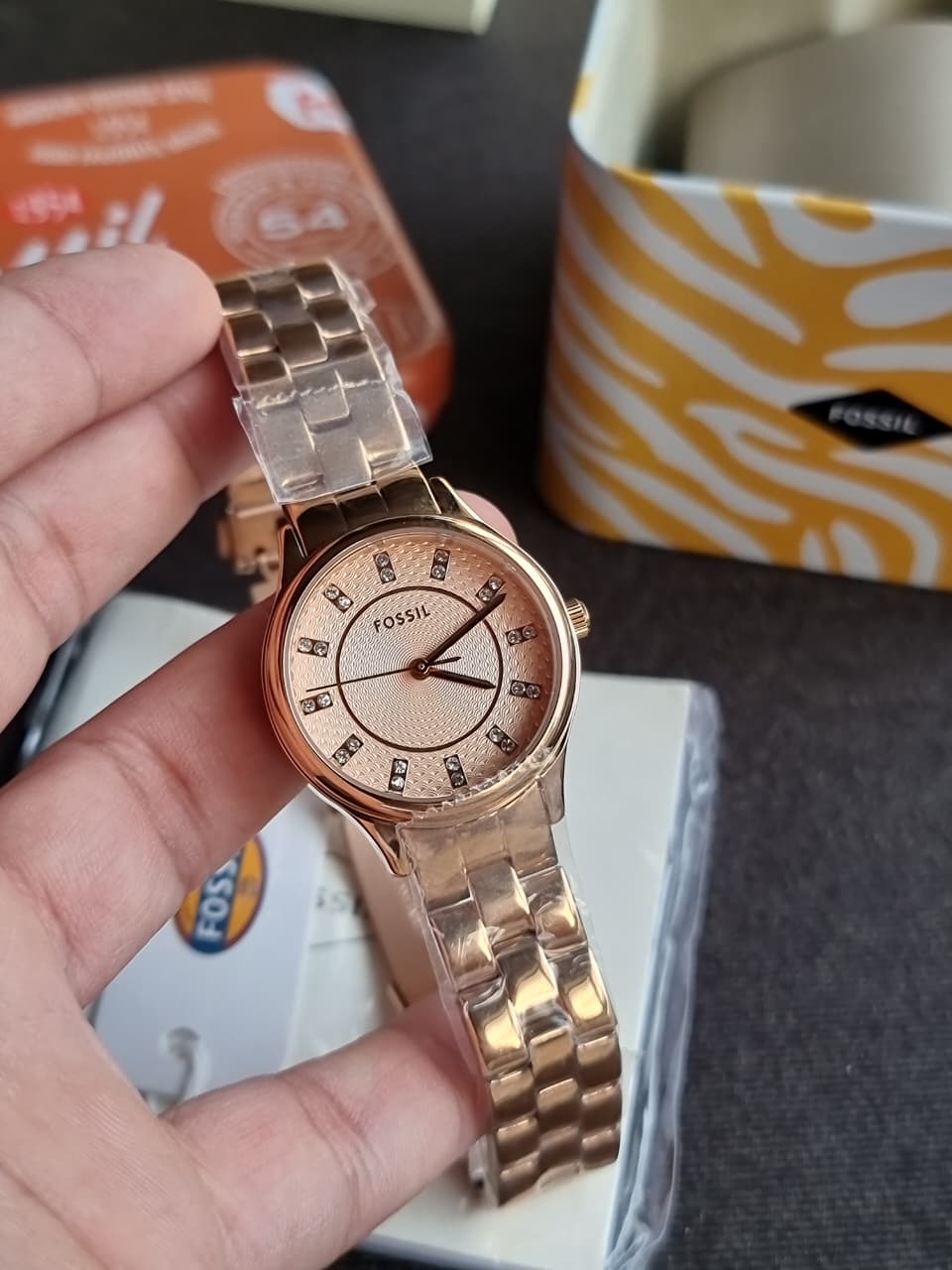 Fossil Modern Sophisticate 3 Hand Rose-Gold Tone Stainless Steel Watch BQ1571