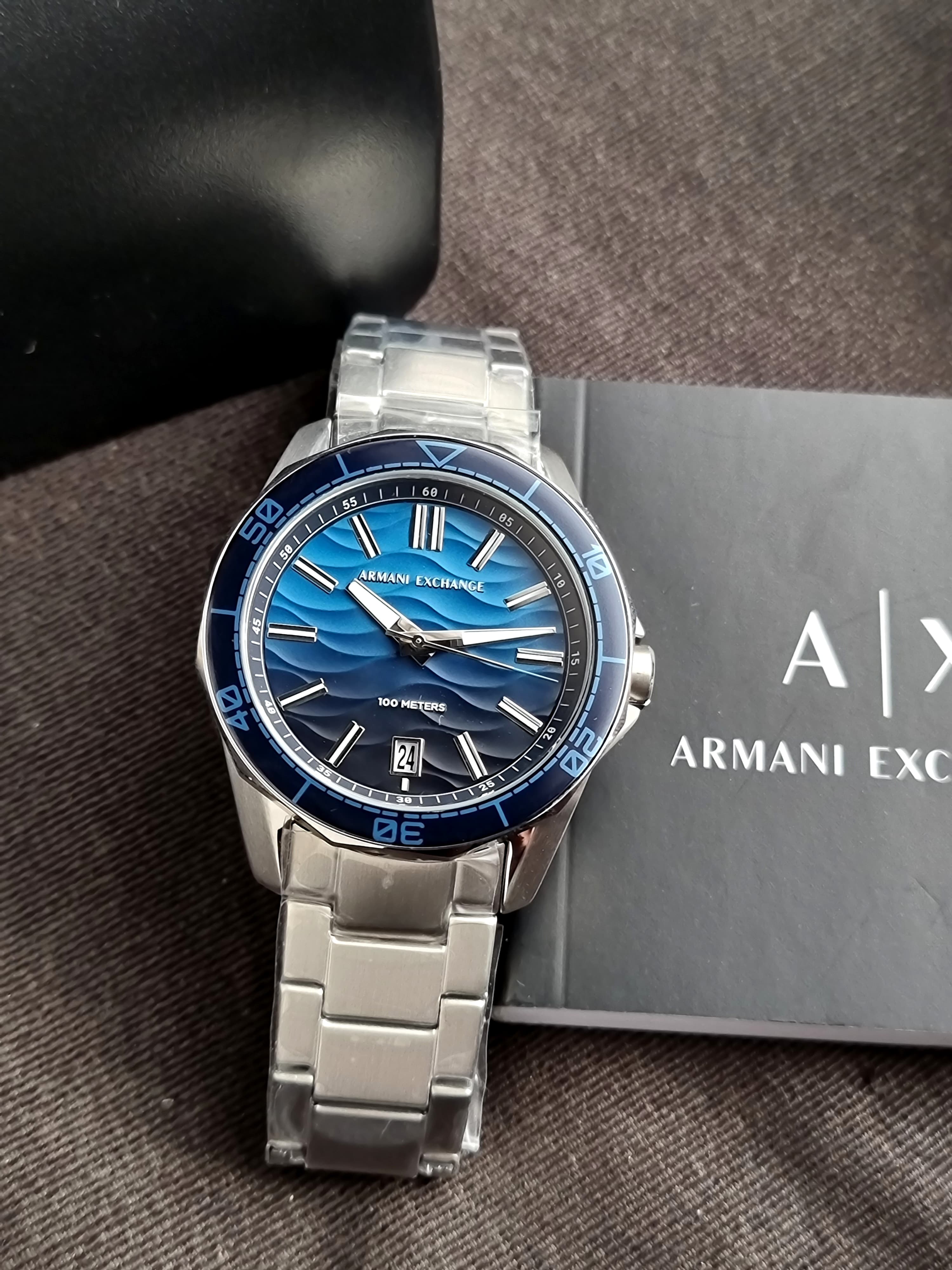 Armani Exchange Analog Blue Dial Men's Stainless Steel Watch-Ax1950