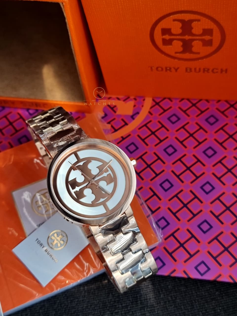 Tory Burch Reva Rose Gold Stainless Steel Rose Gold Dial Quartz Watch for Ladies - TBW4028