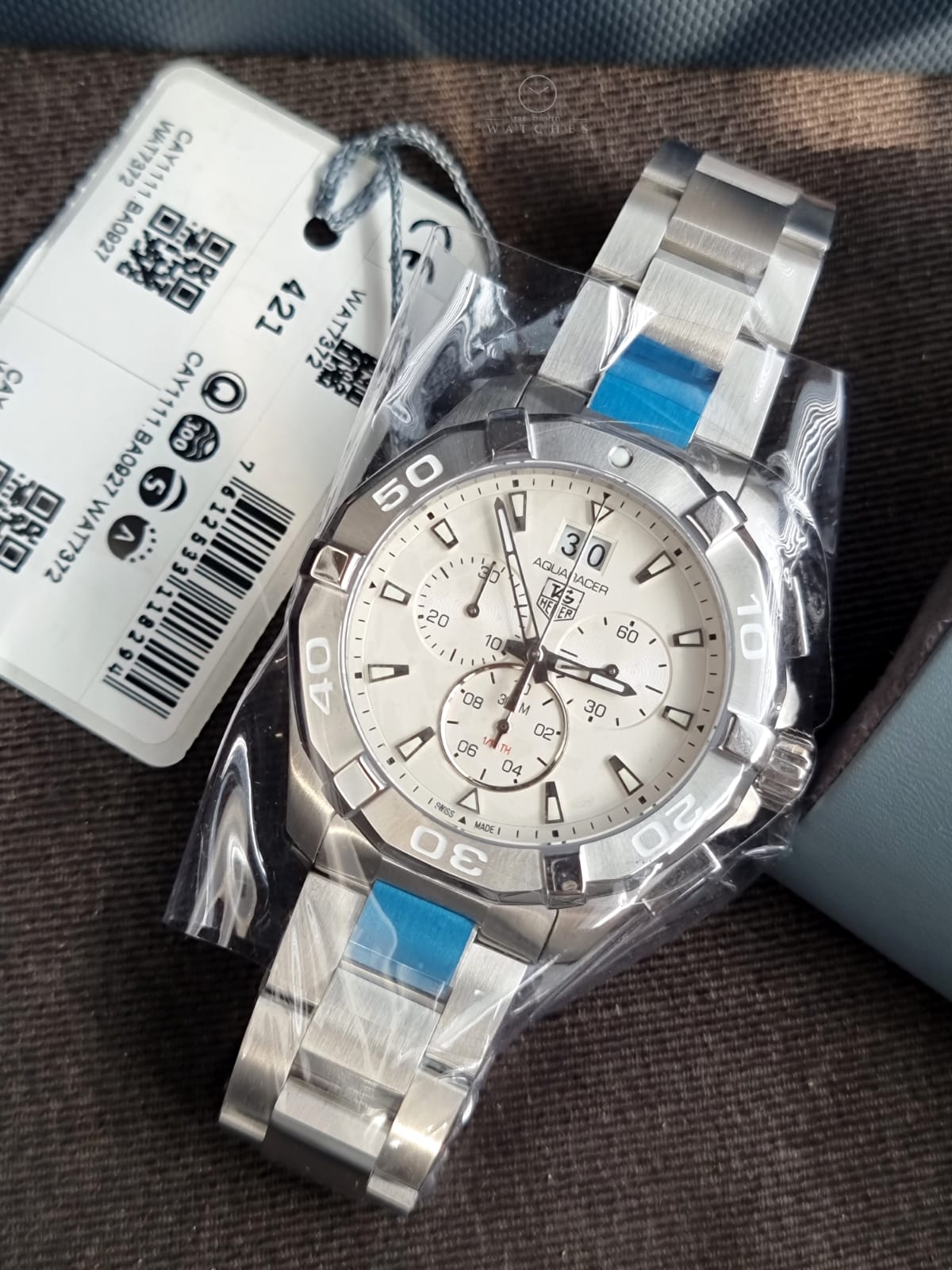 Tag Heuer Aquaracer Men’s Quartz Swiss Made Silver Stainless Steel Grey Dial 43mm Watch CAY1111.BA0927