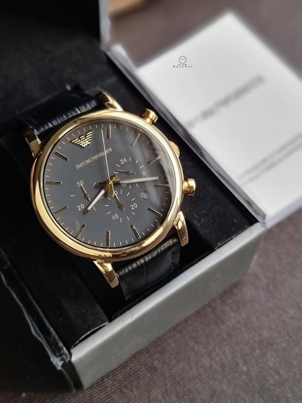 Emporio Armani Men’s Quartz Leather Strap Black Dial 46mm Watch AR1917