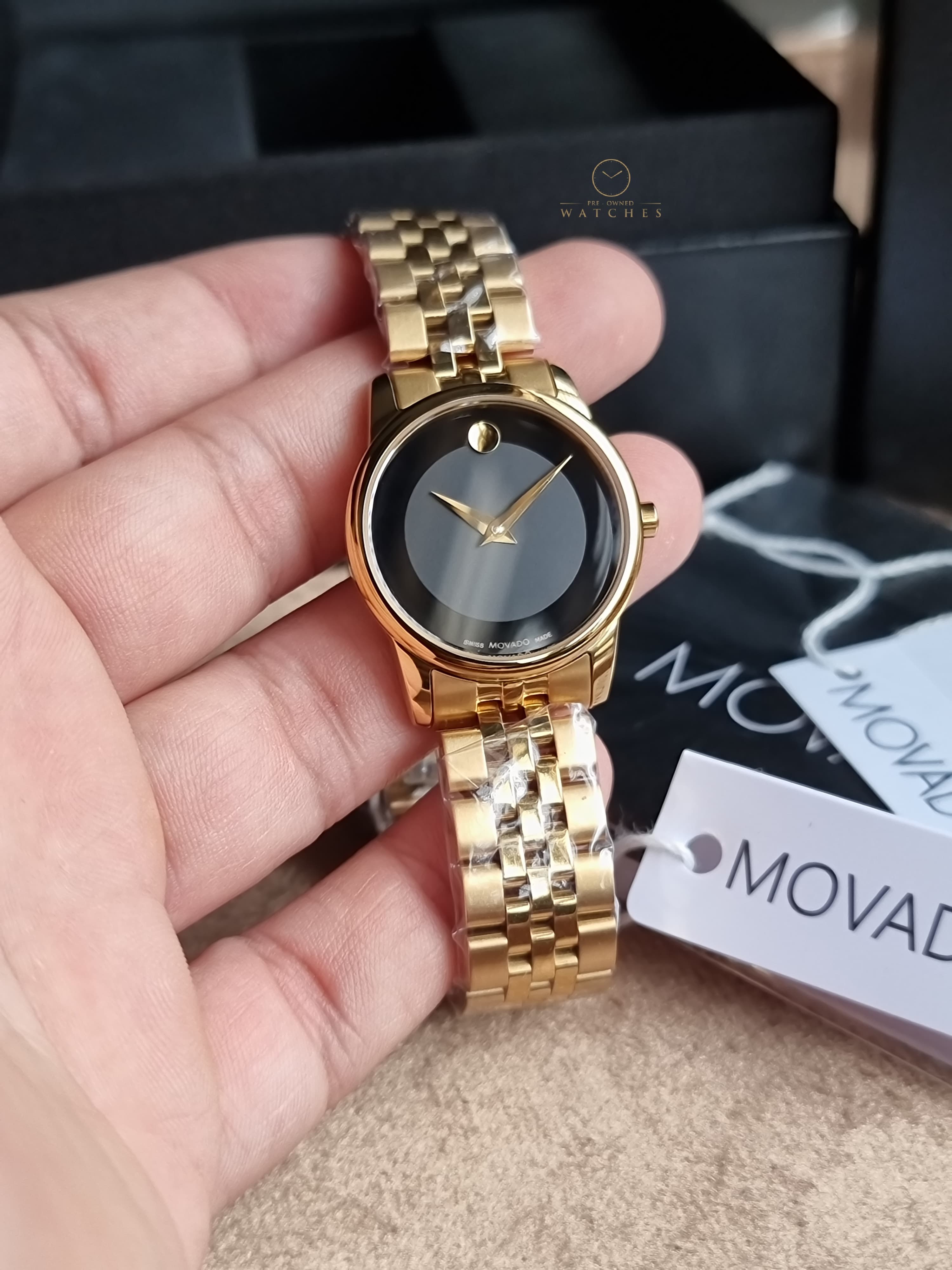 Movado Museum Classic 28mm Gold PVD Stainless Steel Bracelet Swiss Quartz Women's Watch 0607005