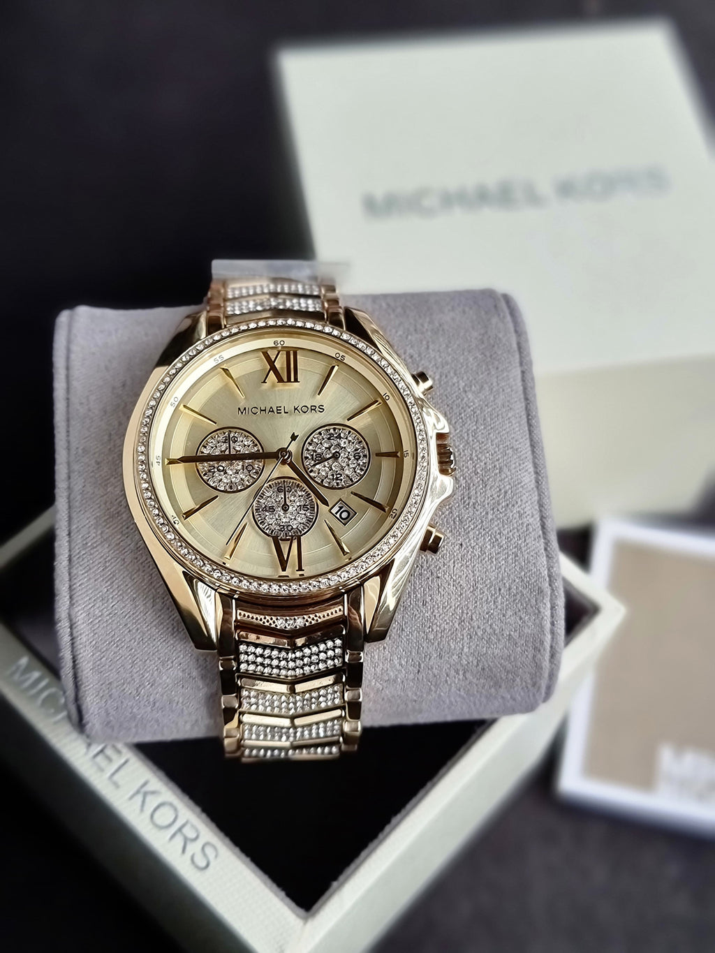 Michael Kors Women’s Quartz Gold Stainless Steel Gold Dial 44mm Watch MK6729