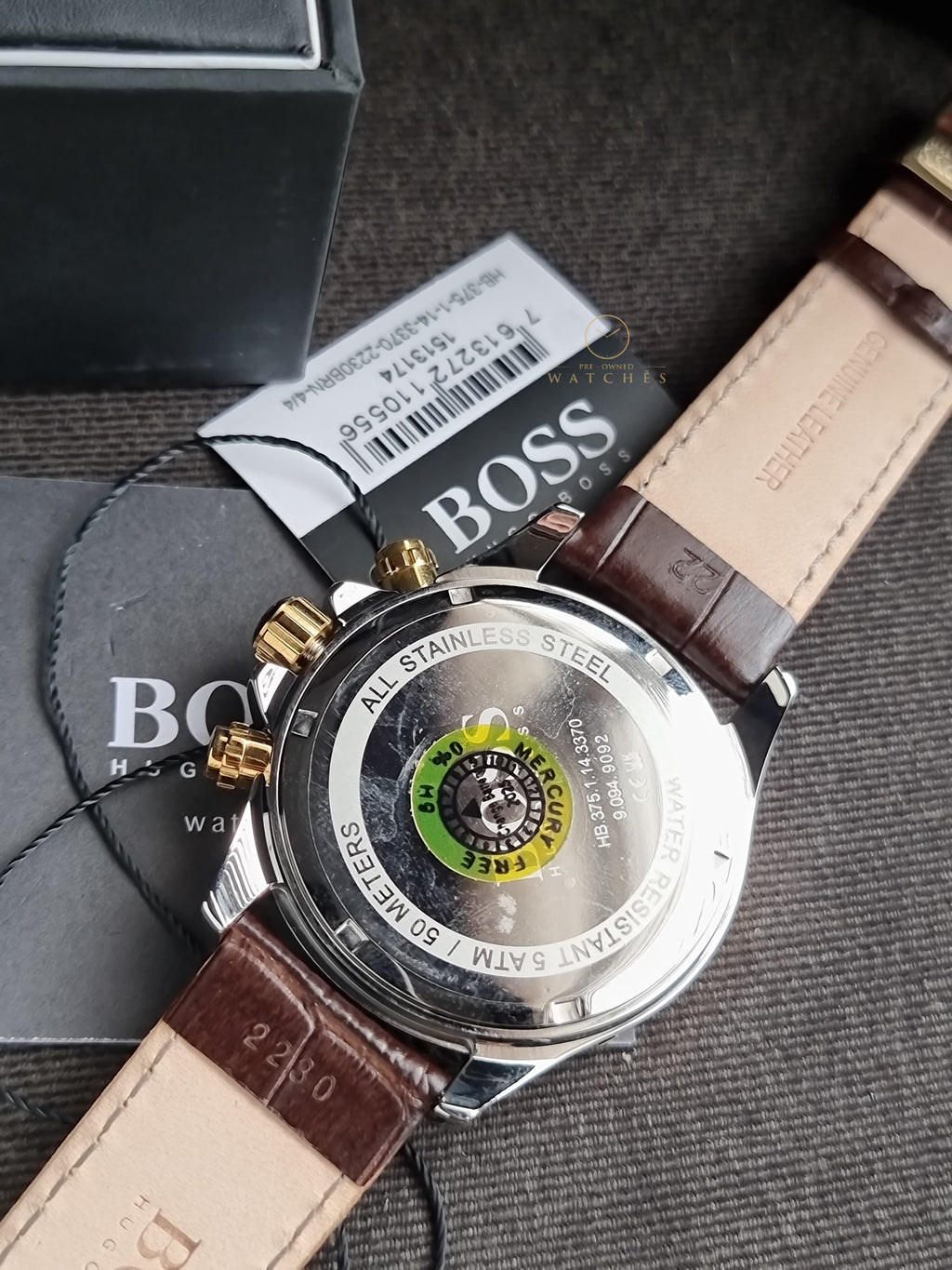 HUGO BOSS Men’s Quartz Leather Strap White Dial 44mm Watch 1513174