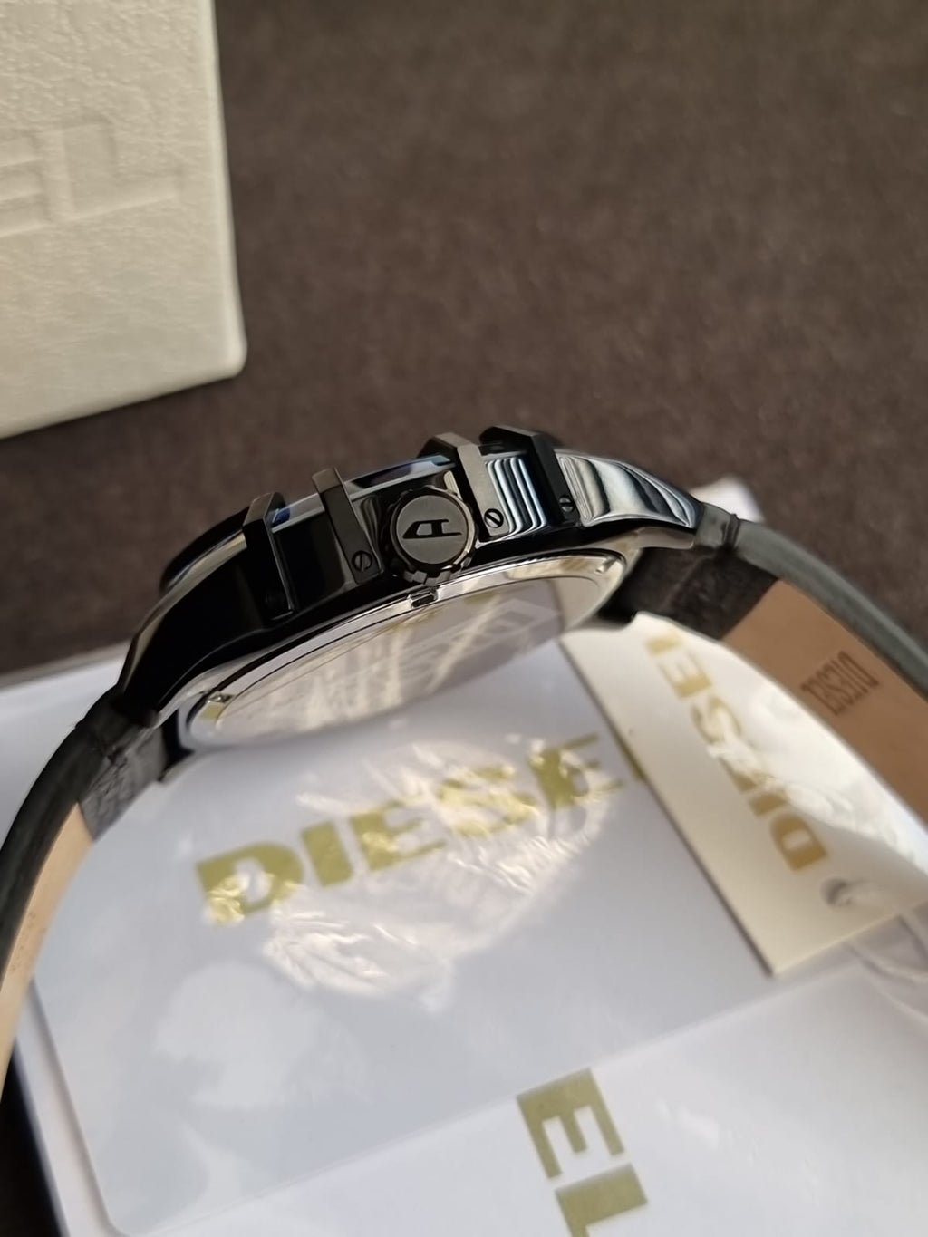 Diesel Men’s Quartz Black Leather Strap Black Dial 46mm Watch DZ1948 