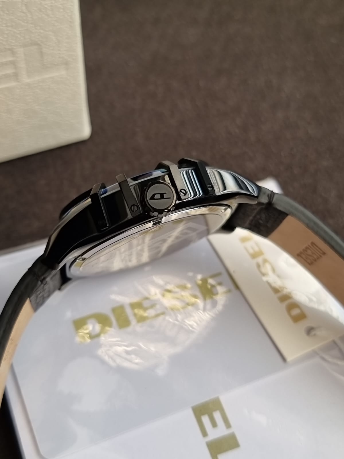 Diesel Men’s Quartz Black Leather Strap Black Dial 46mm Watch DZ1948 