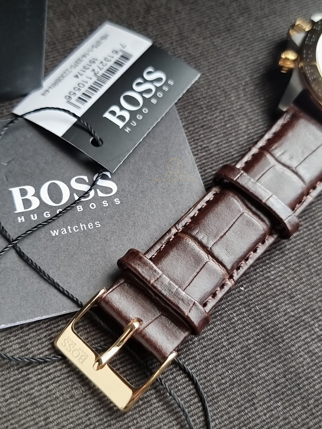 HUGO BOSS Men’s Quartz Leather Strap White Dial 44mm Watch 1513174