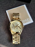 Michael Kors Runway Gold Dial Gold Steel Strap Watch For Women - MK4732