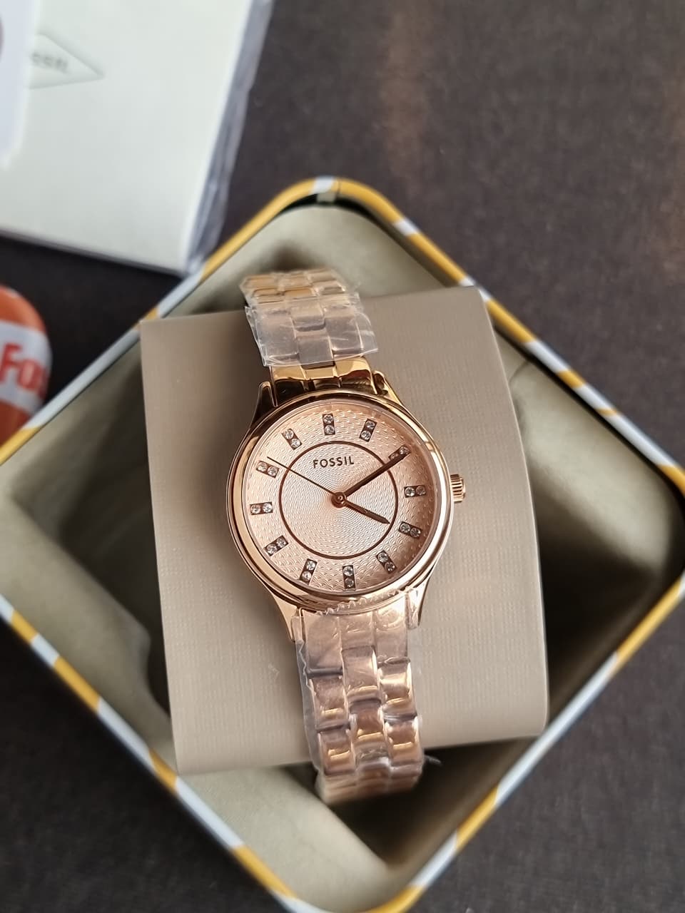 Fossil Modern Sophisticate 3 Hand Rose-Gold Tone Stainless Steel Watch BQ1571