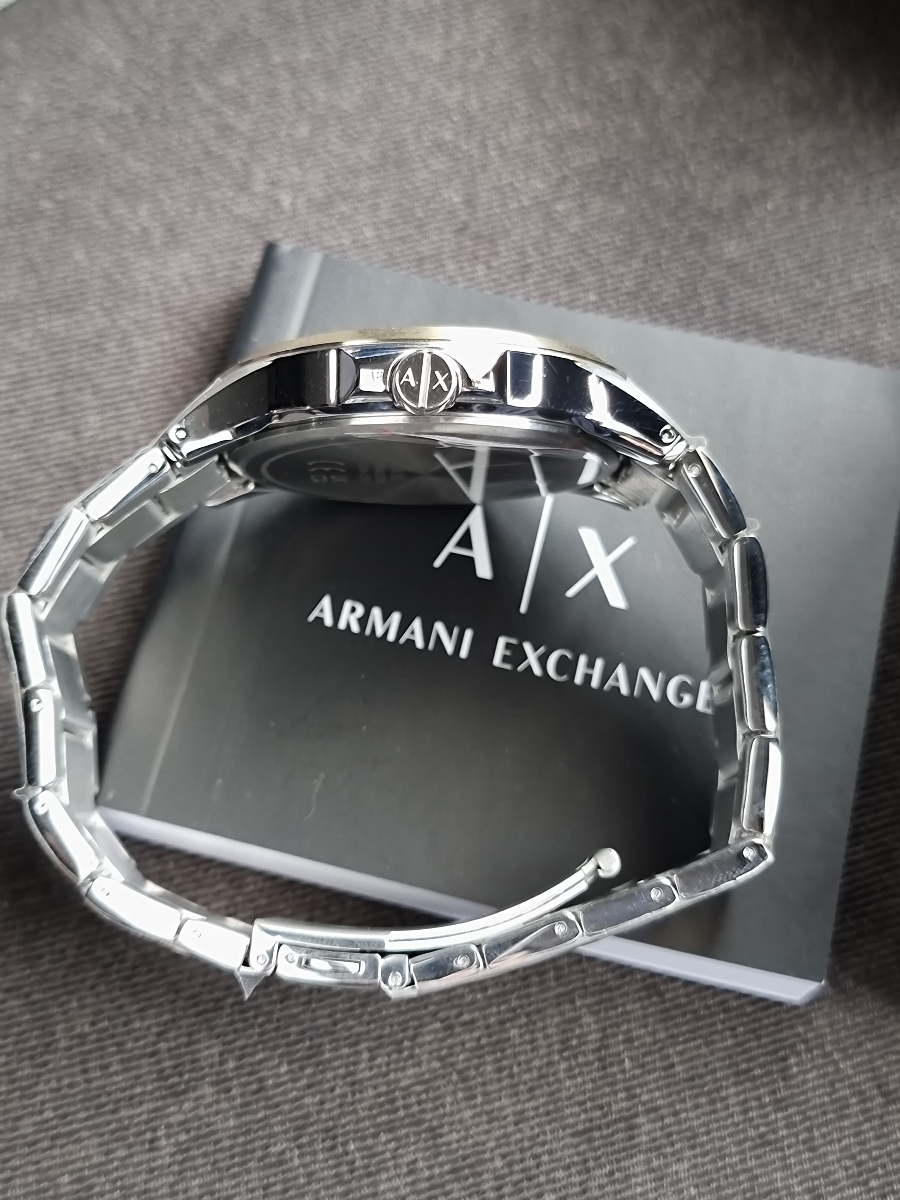 Armani Exchange Men’s Quartz Two Tone Stainless Steel Black Dial 46mm Watch AX2453