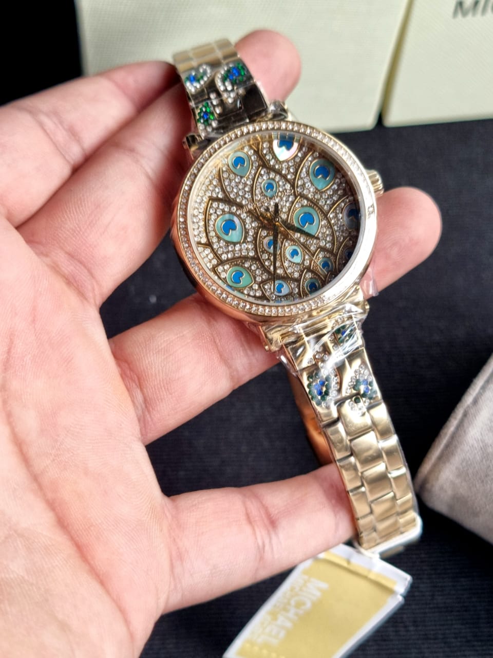 Michael Kors Women’s Quartz Stainless Steel Gold Peacok Dial 36mm Watch MK3945