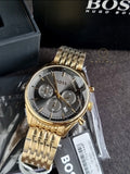 Hugo Boss Men’s Quartz Gold Stainless Steel Grey Dial 45mm Watch 1514051