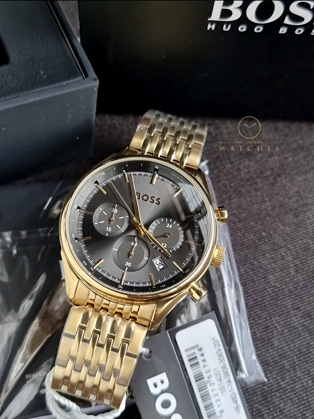 Hugo Boss Men’s Quartz Gold Stainless Steel Grey Dial 45mm Watch 1514051