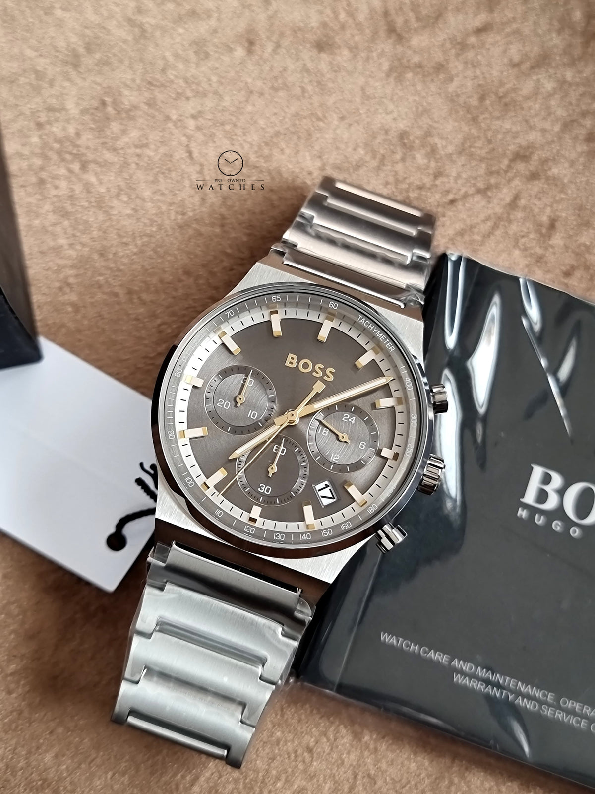 Hugo Boss Candor Chronograph Silver Dial Silver Steel Strap Watch for Men - 1514221