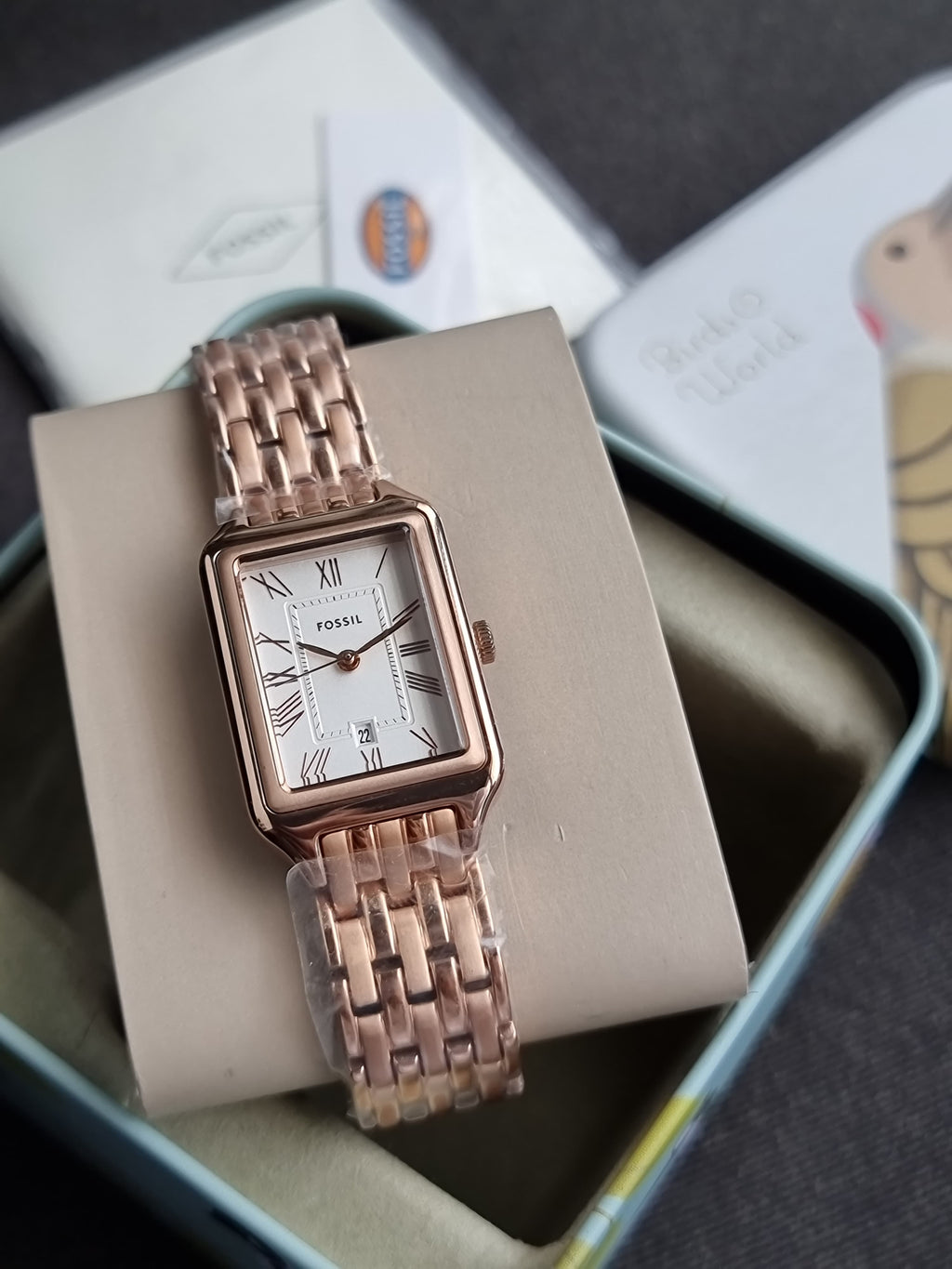 Fossil Raquel Rose Gold Stainless Steel Silver Dial Quartz Watch for Ladies - ES5271