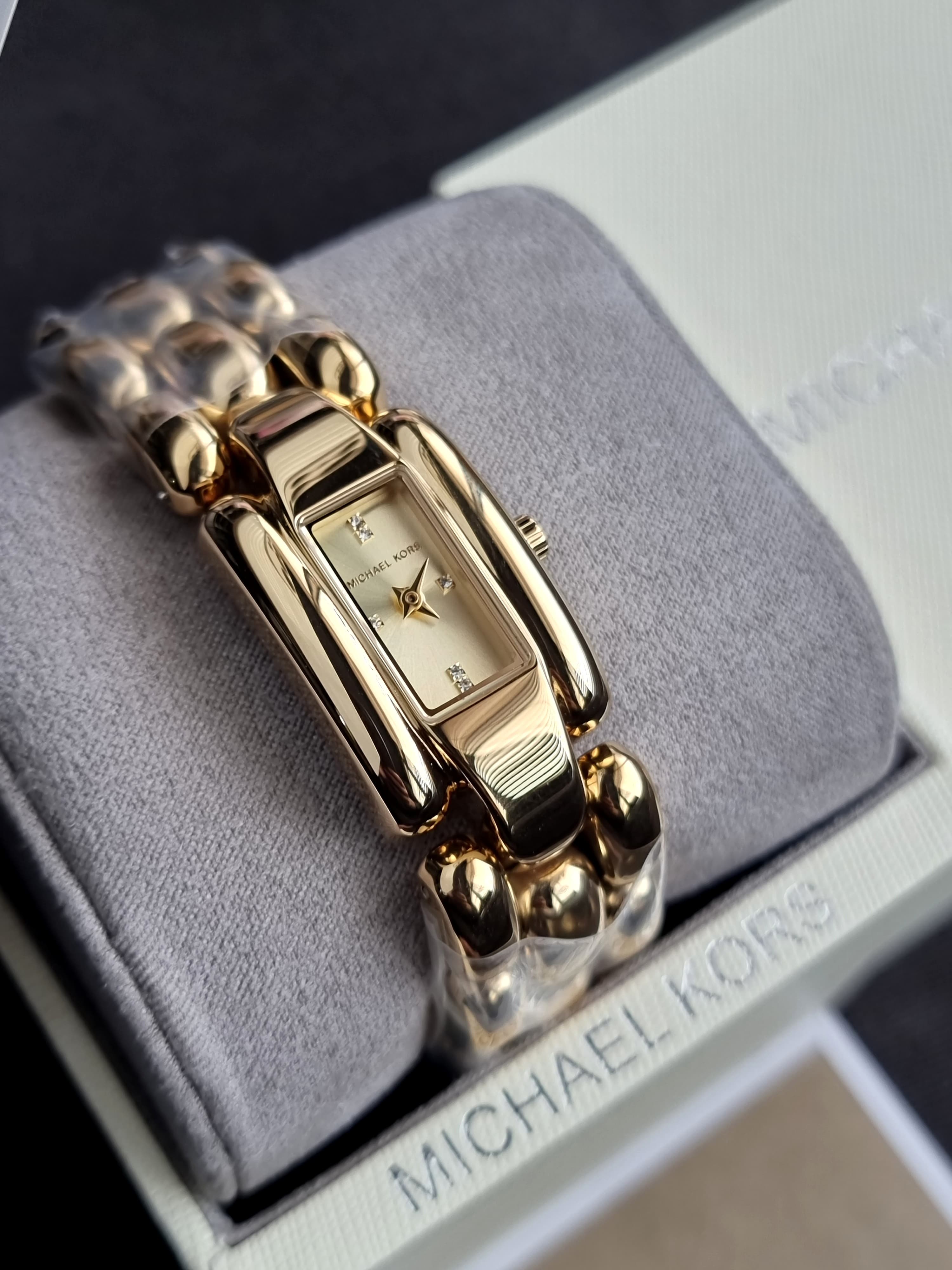 Michael Kors Mini Hally Quartz Crystal Gold 21mm Dial Ladies Watch MK4921