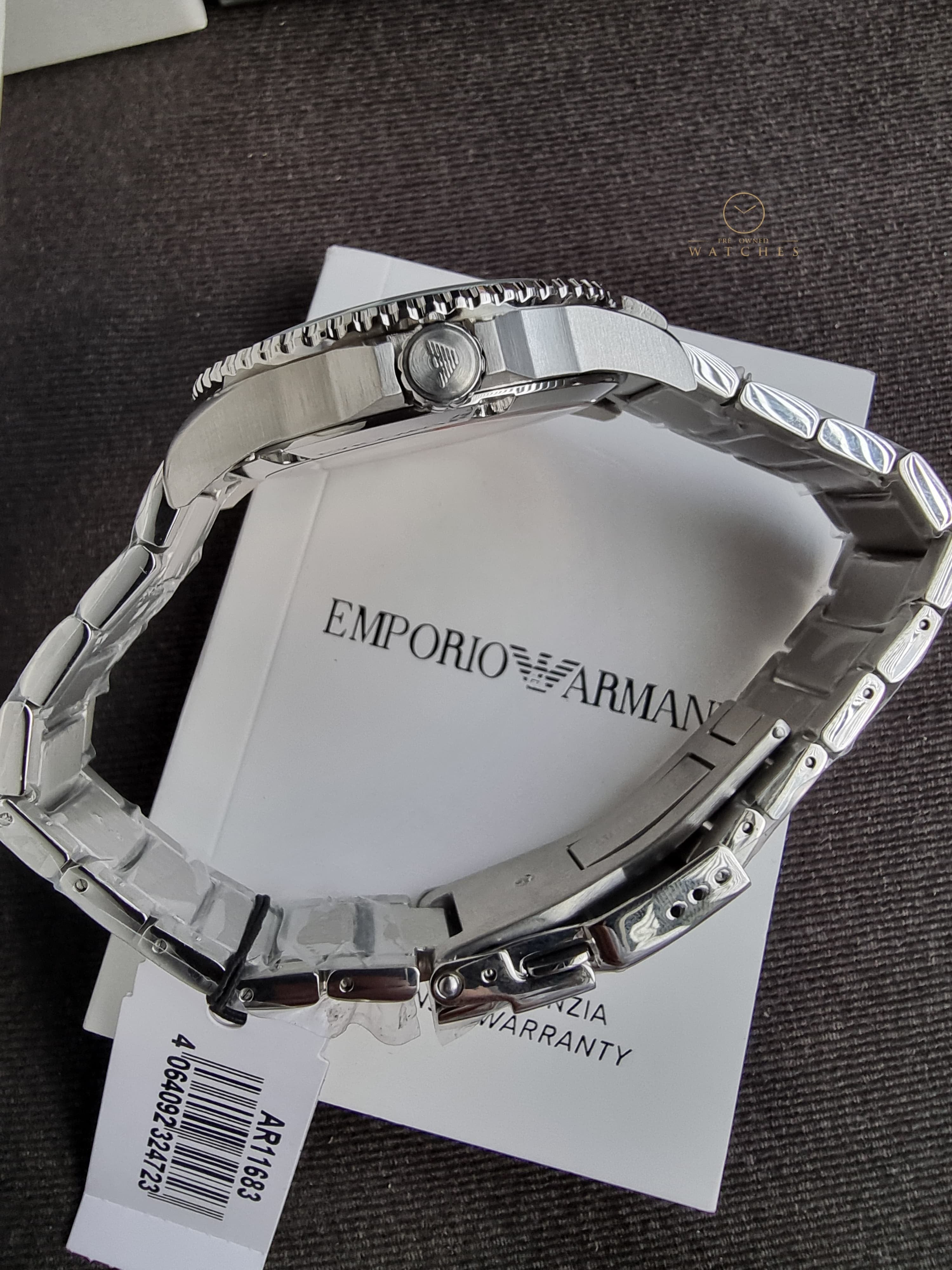EMPORIO ARMANI World Explorer Silver Stainless Steel Grey 42mm Dial Quartz Watch for Gents - A11683