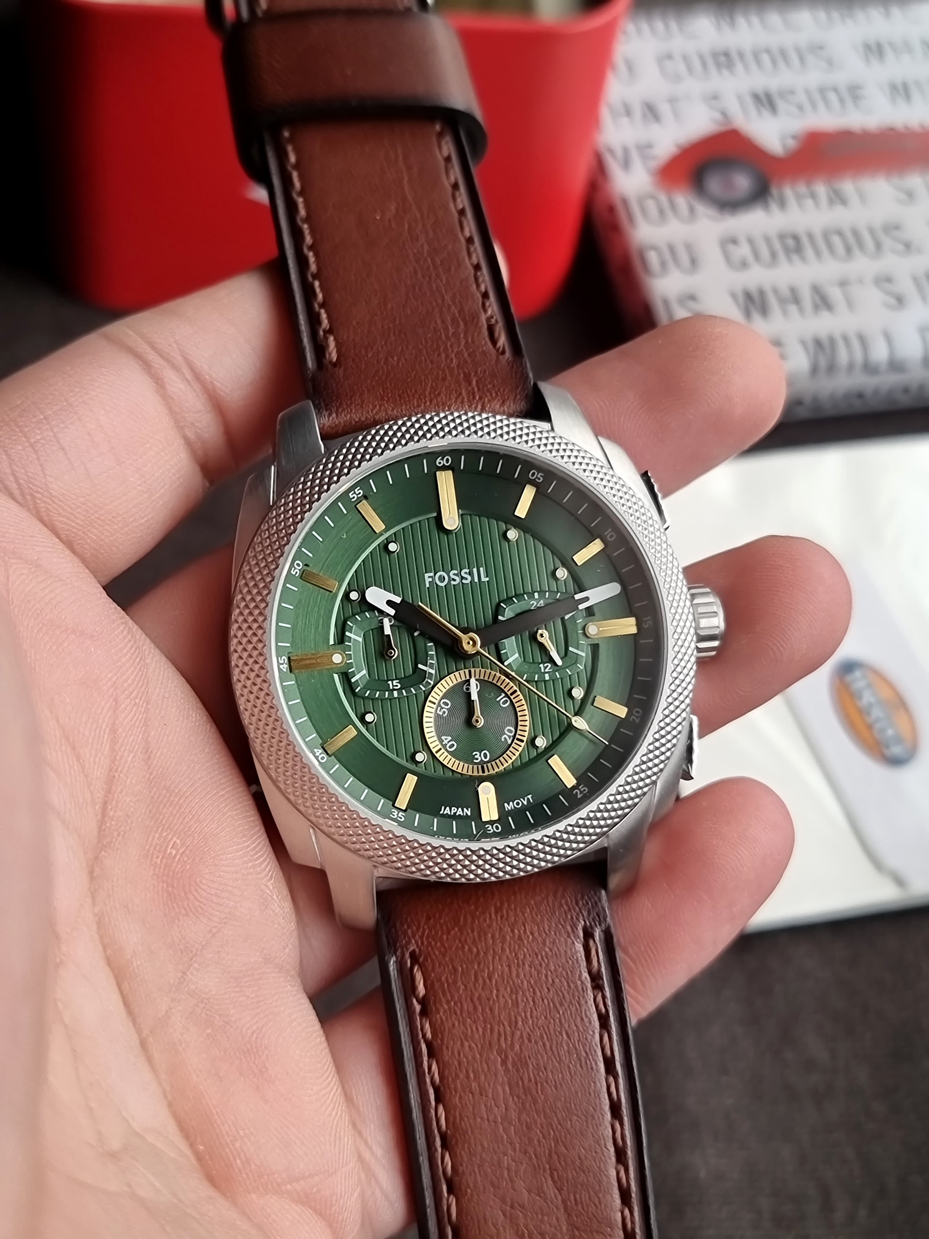 Fossil Machine Chronograph Quartz Green Dial Men's Watch FS6100
