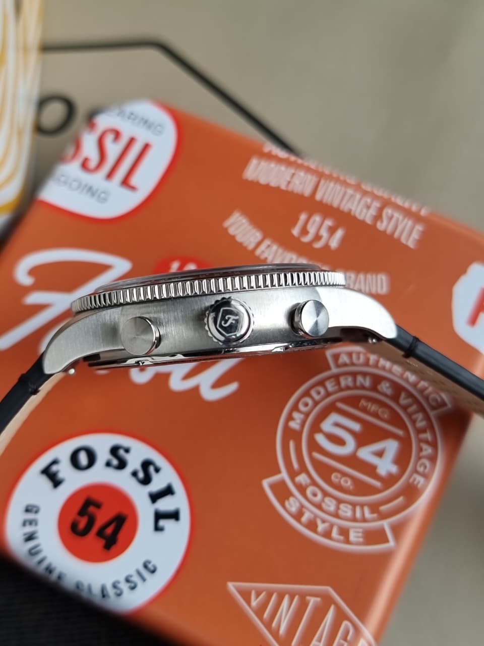 Fossil Sport Tourer 42mm Chronograph Black Leather Watch- FS6086