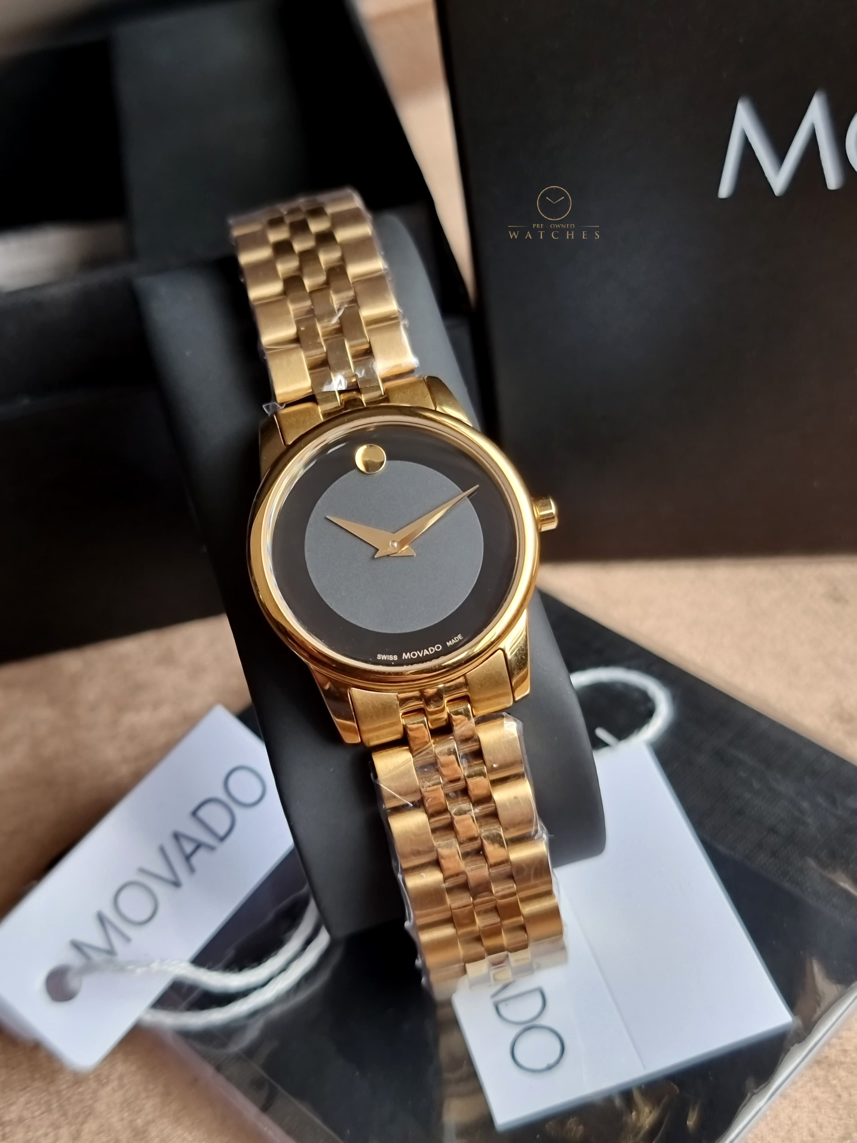 Movado Museum Classic 28mm Gold PVD Stainless Steel Bracelet Swiss Quartz Women's Watch 0607005