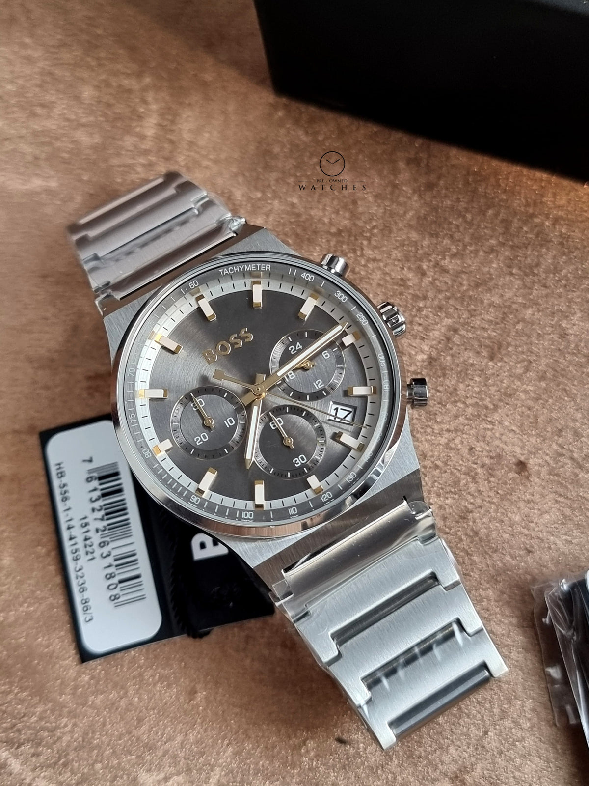 Hugo Boss Candor Chronograph Silver Dial Silver Steel Strap Watch for Men - 1514221