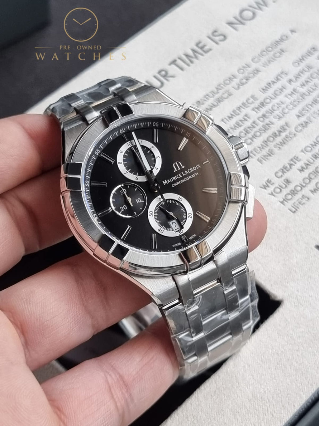 Maurice Lacroix Aikon Silver Stainless Steel Grey Dial Chronograph Quartz Watch for Gents – AI1018-SS002-330-1