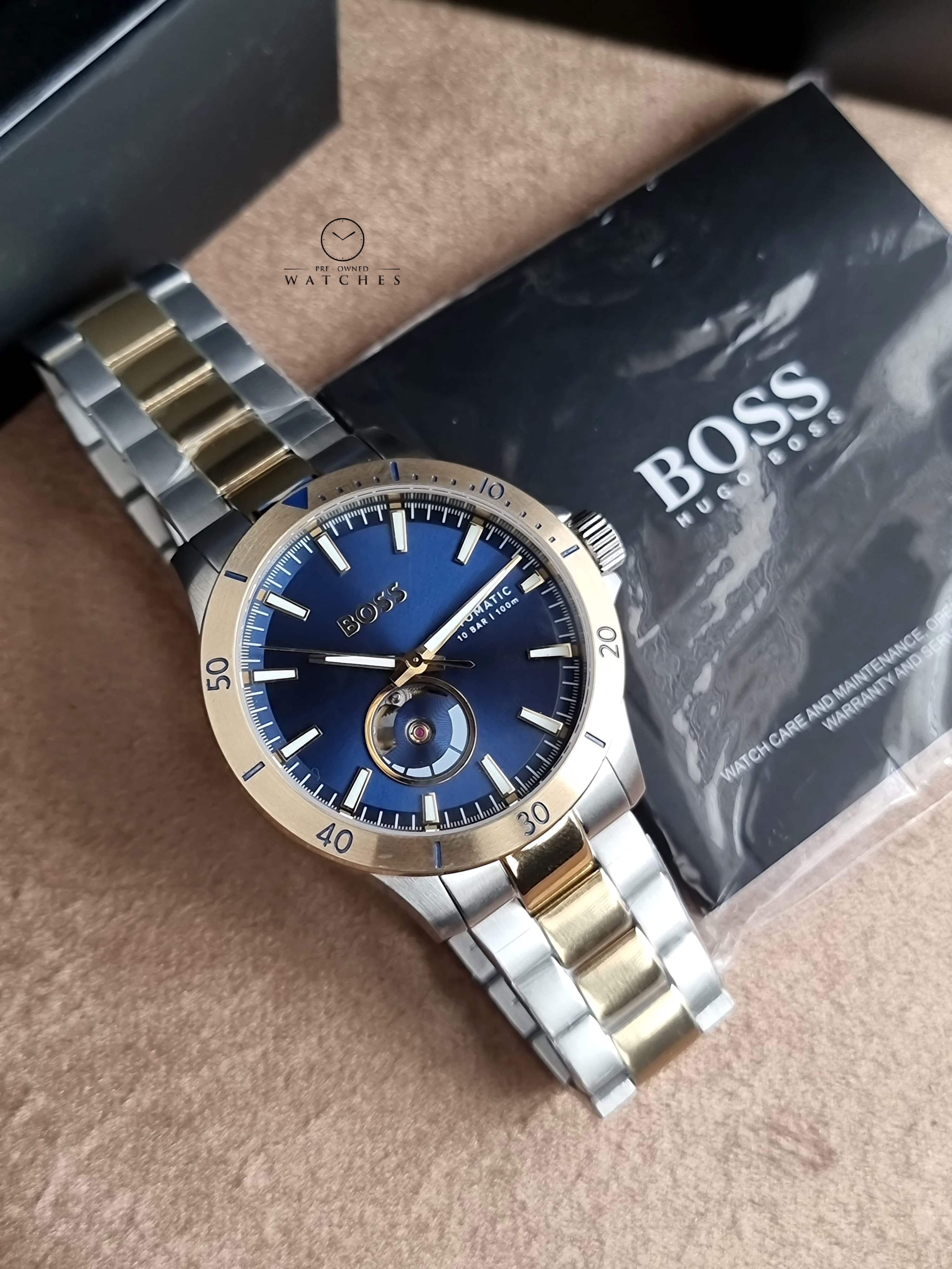 Hugo Boss Two-tone Stainless Steel Navy Blue Dial 1514201 Automatic Men's Watch