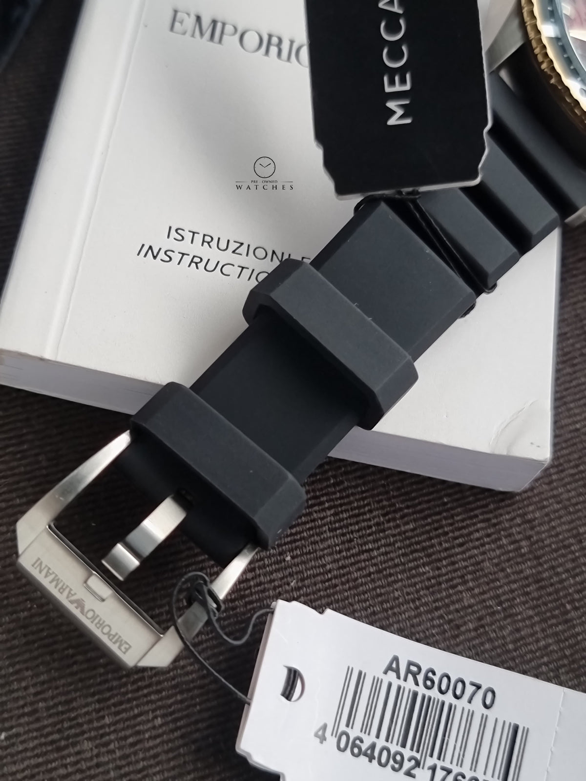 Emporio Armani Meccanico Black Silicone Strap Red Dial Automatic Watch for Gents - AR60070