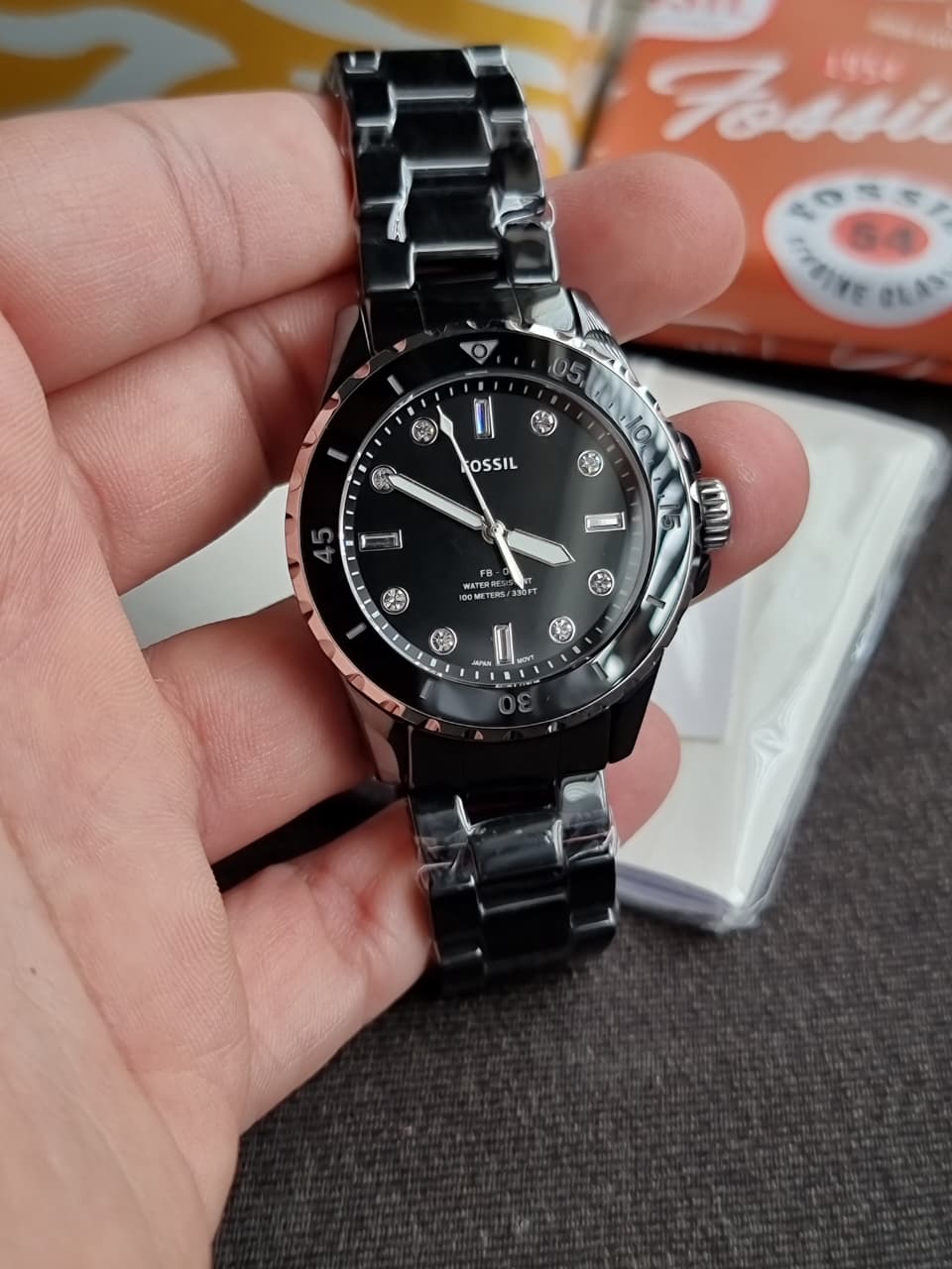 Fossil black ceramic CE1108 36mm Quartz Women's Watch