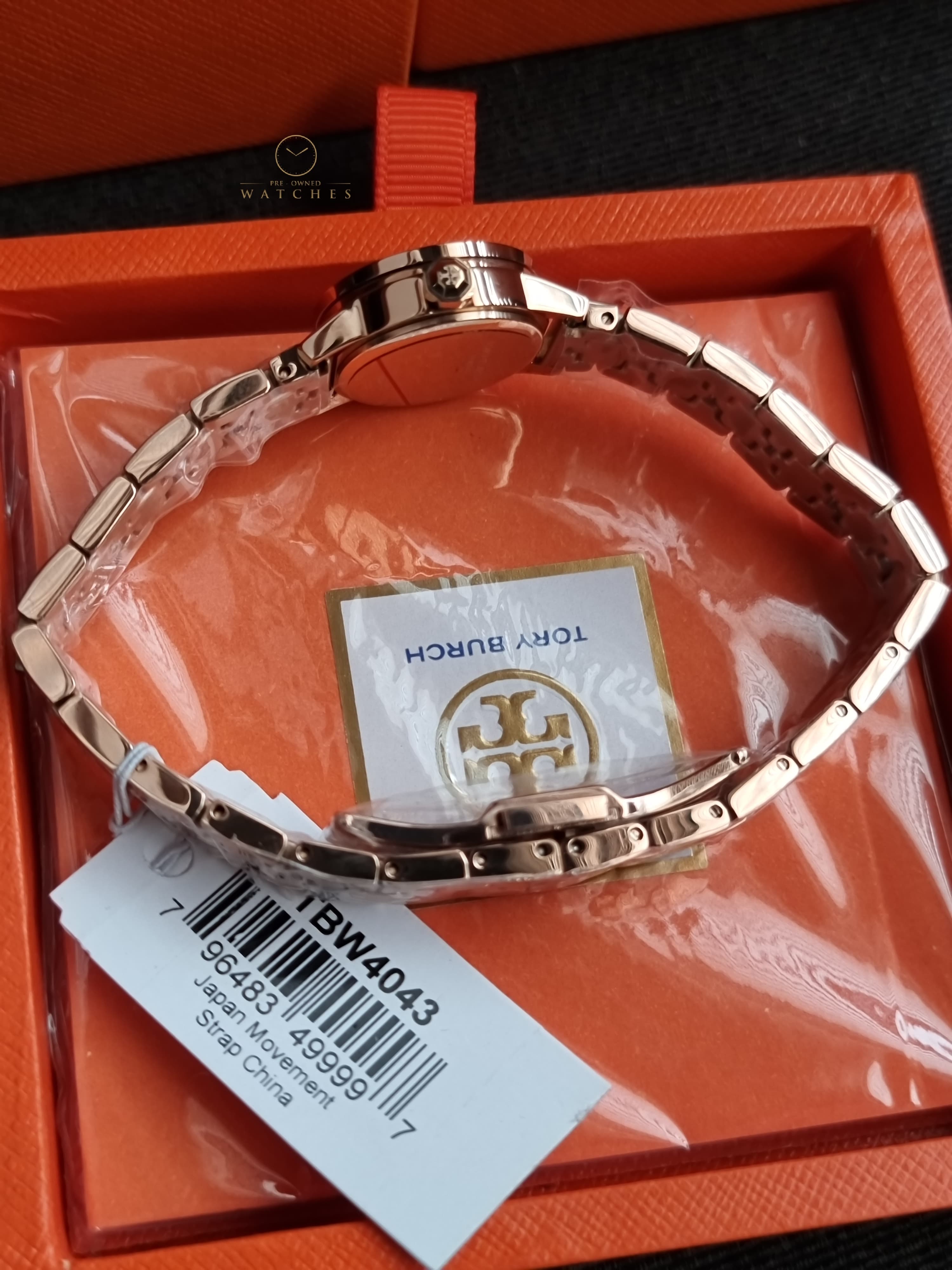 Tory Burch Reva Rose Gold Stainless Steel Cream Dial Quartz Watch for Ladies - TBW4043