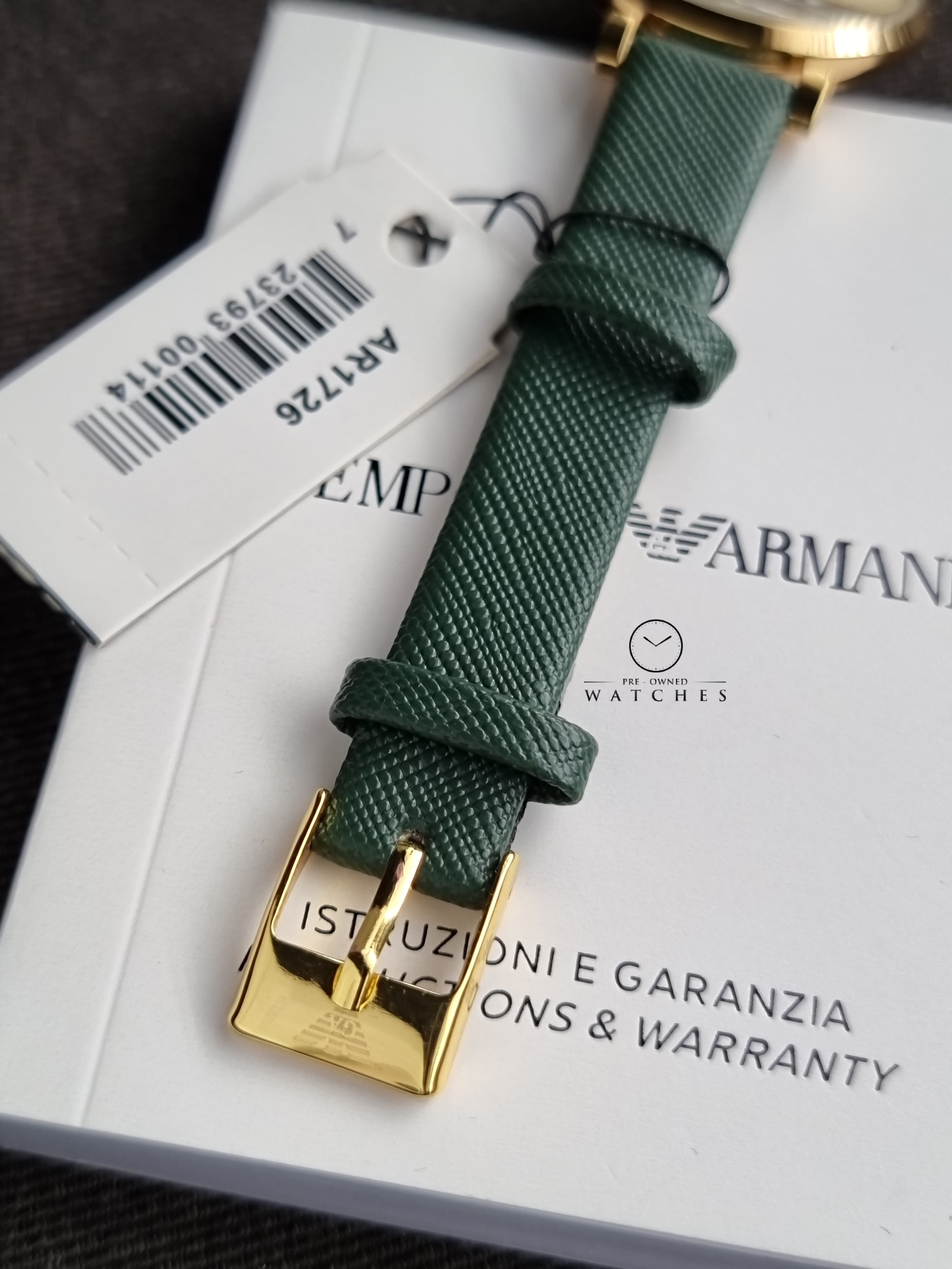 Emporio Armani Women’s Quartz Leather Strap Champagne Dial 32mm Watch AR1726