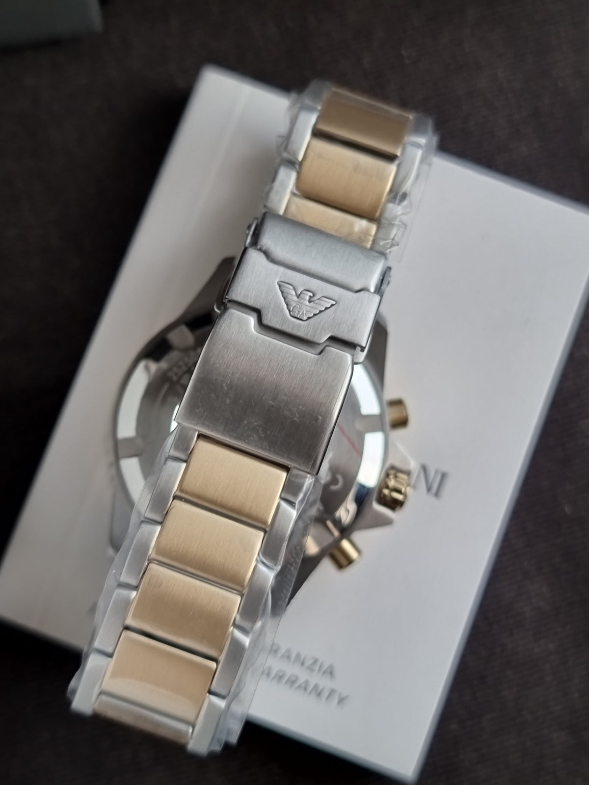 Emporio Armani Two-tone Stainless Steel Black Dial Quartz Watch for Gents - A11680