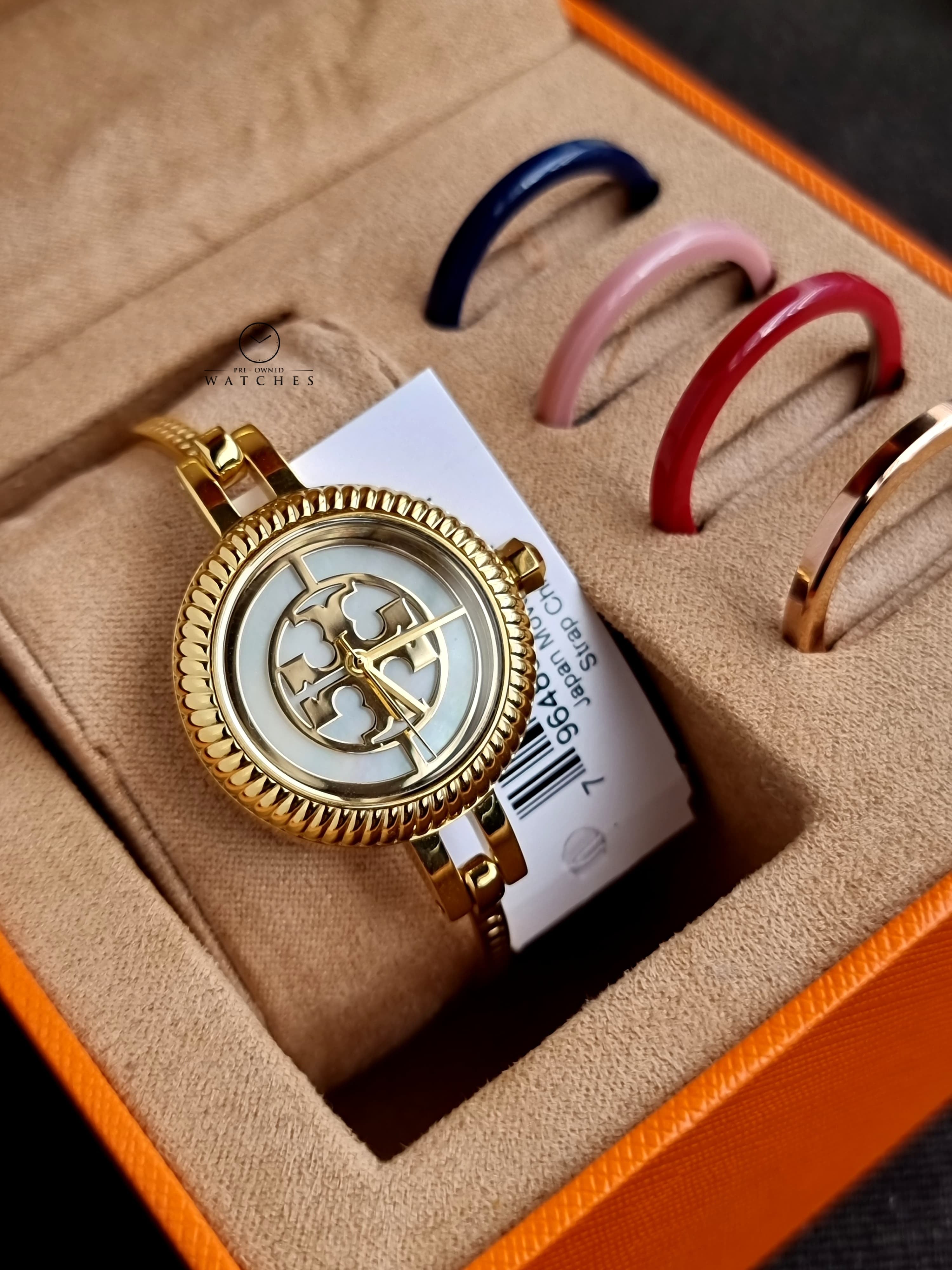 Tory Burch Riva Gold 27mm Dial Gold Steel Strap Watch for Women - TBW4029
