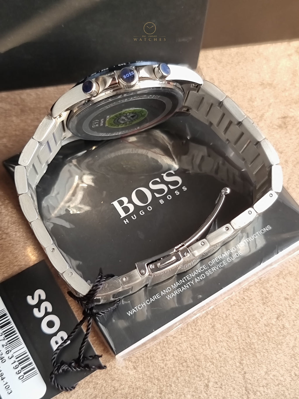 Hugo Boss Silver Stainless Steel Blue Dial 41mm Chronograph Quartz Watch for Gents - 1514240