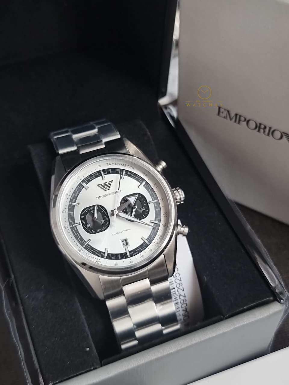 Emporio Armani Racer Silver Stainless Steel Silver Dial Chronograph Quartz Watch for Gents - AR11636