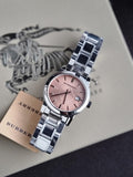 Burberry Silver Stainless Steel Pink Dial Quartz Watch for Ladies - BU9124