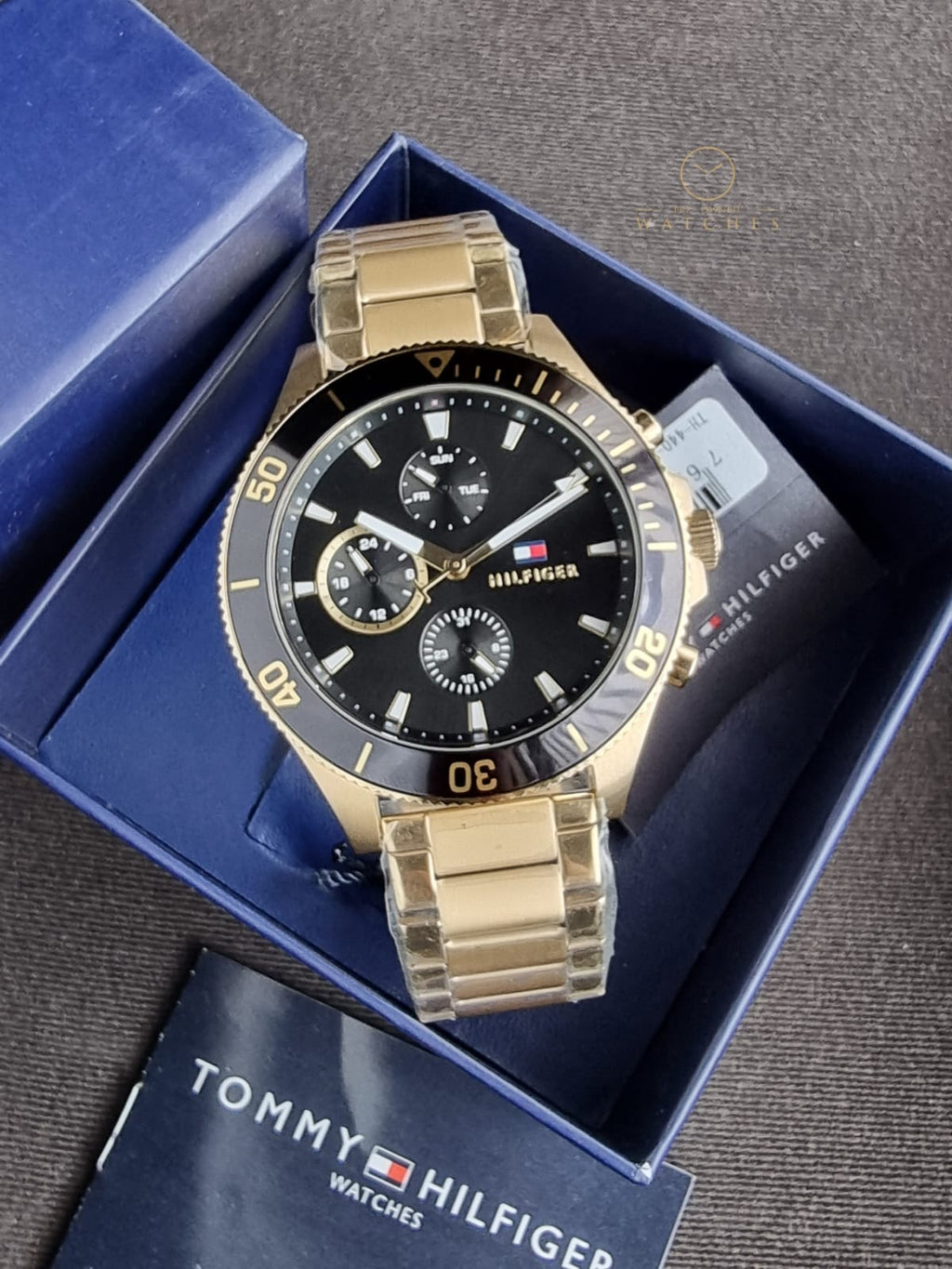 Tommy Hilfiger Men’s Quartz Gold Stainless Steel Black Dial 46mm Watch 1791919