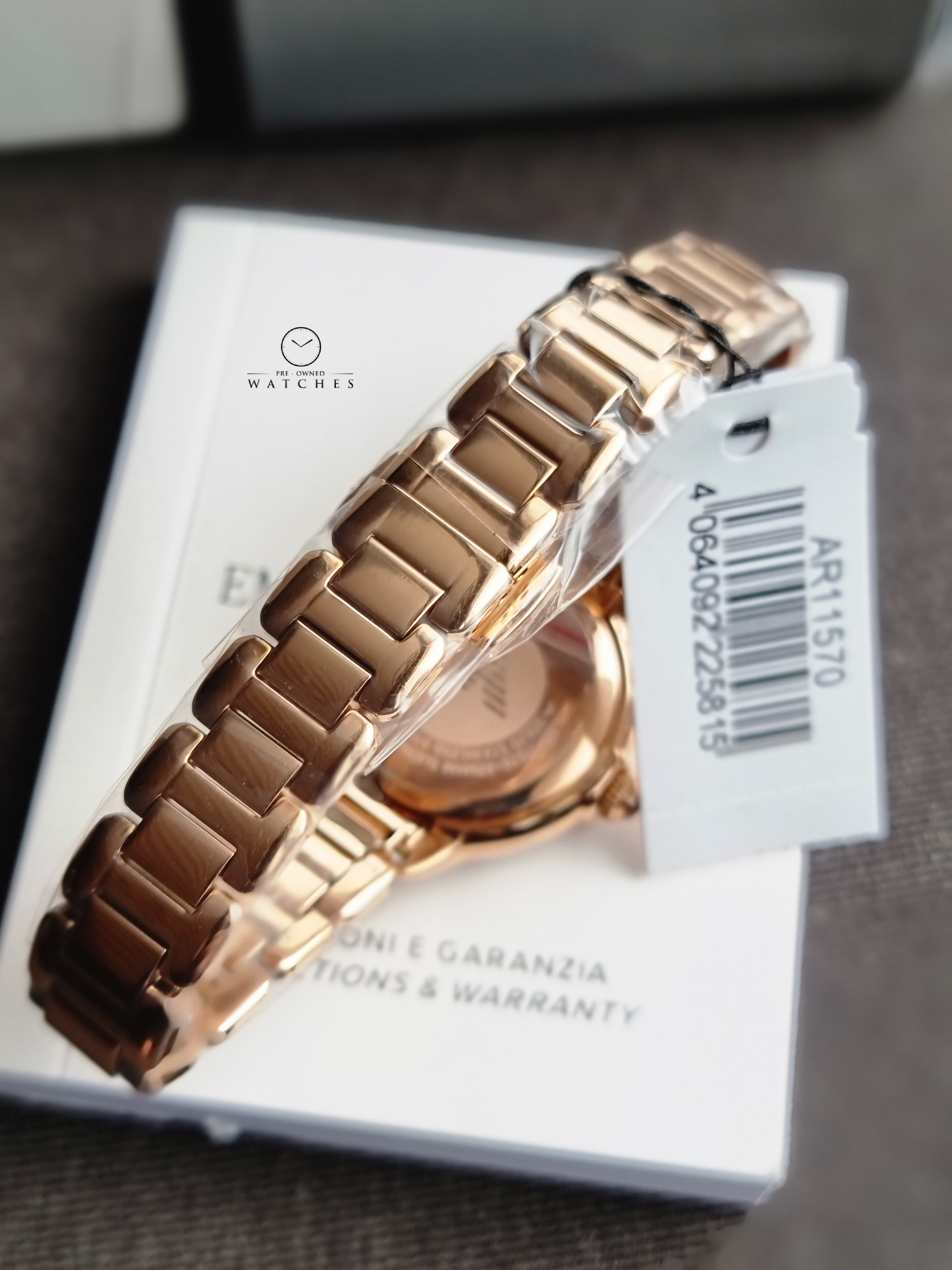 Emporio Armani Women’s Quartz Rose Gold Stainless Steel Brown Dial 32mm Watch AR11570