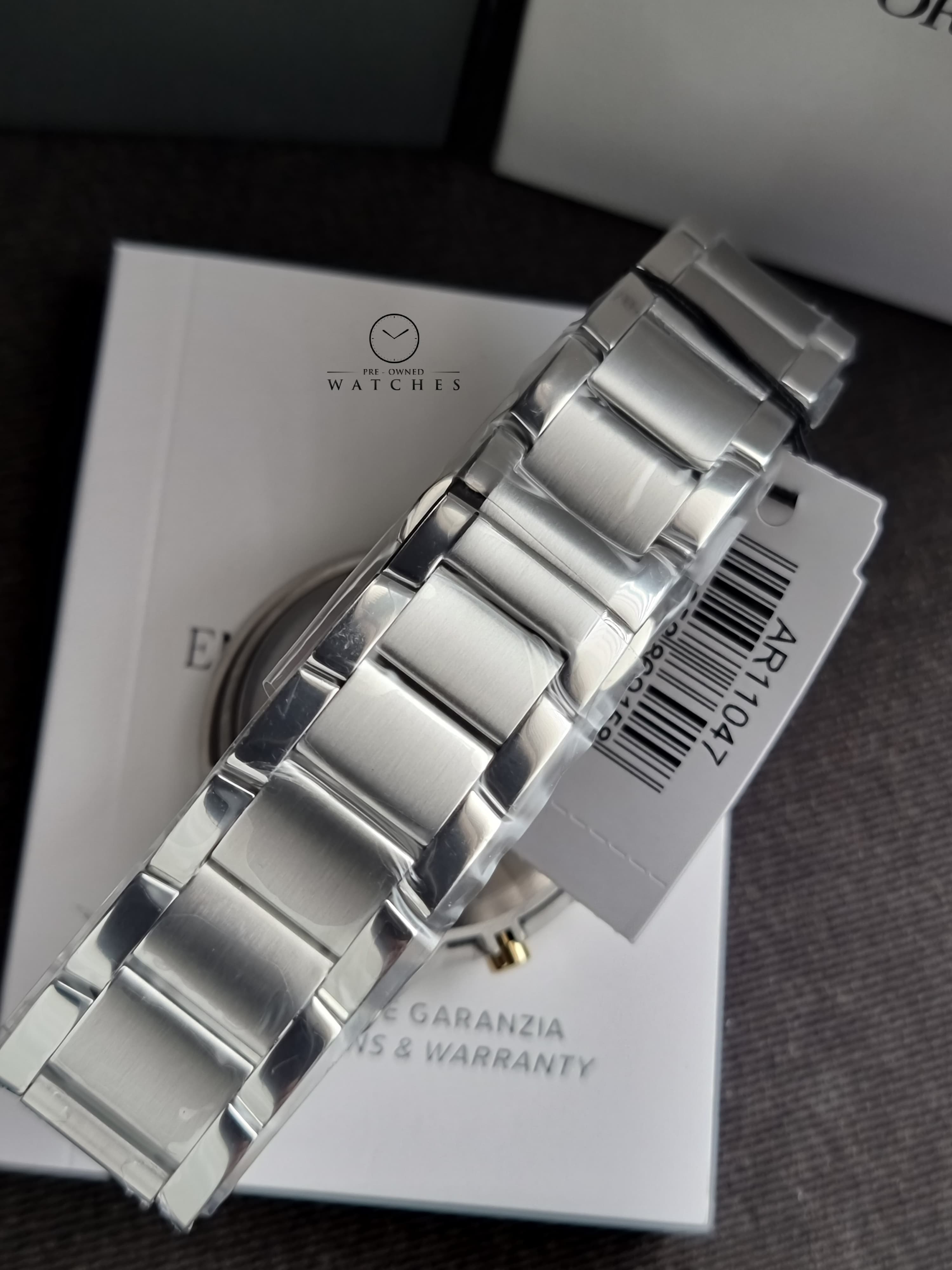 Emporio Armani Classic Silver Stainless Steel Grey Dial Chronograph Quartz Men's Watch  AR11047