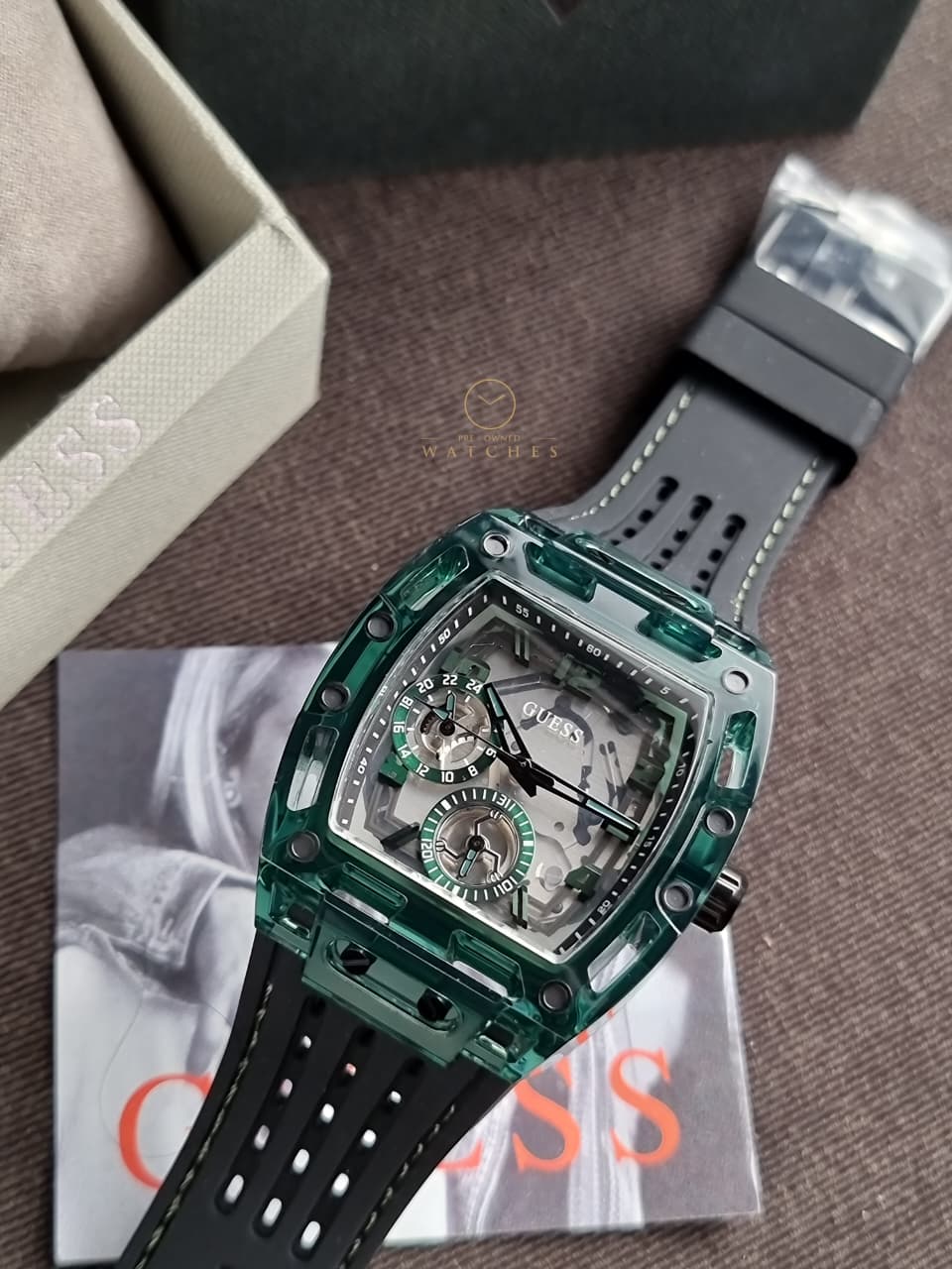 Guess Phoenix Black Silicone Strap Multicolor Dial Quartz Watch for Gents - GW0499G7