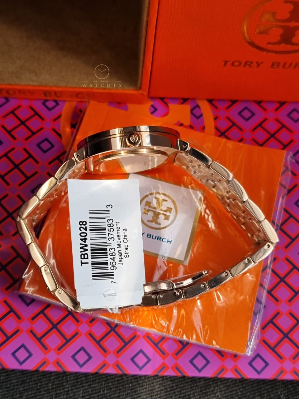 Tory Burch Reva Rose Gold Stainless Steel Rose Gold Dial Quartz Watch for Ladies - TBW4028