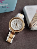Fossil Stella Sport ES5107 Crystal Stones White Dial Two Tone Women’s Watch