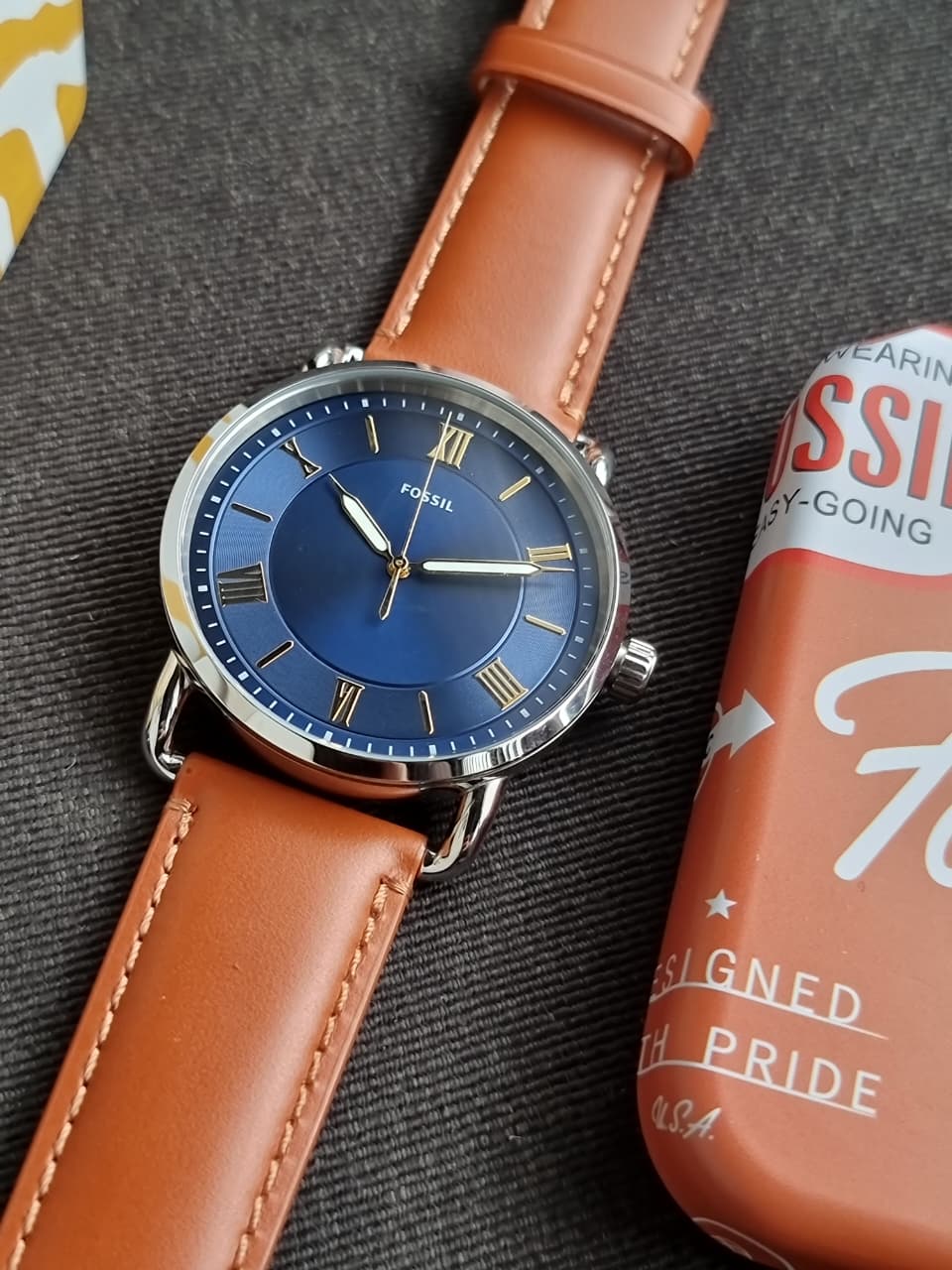 Fossil Men's Copeland Quartz Stainless Steel and Leather Three-Hand Watch FS5661