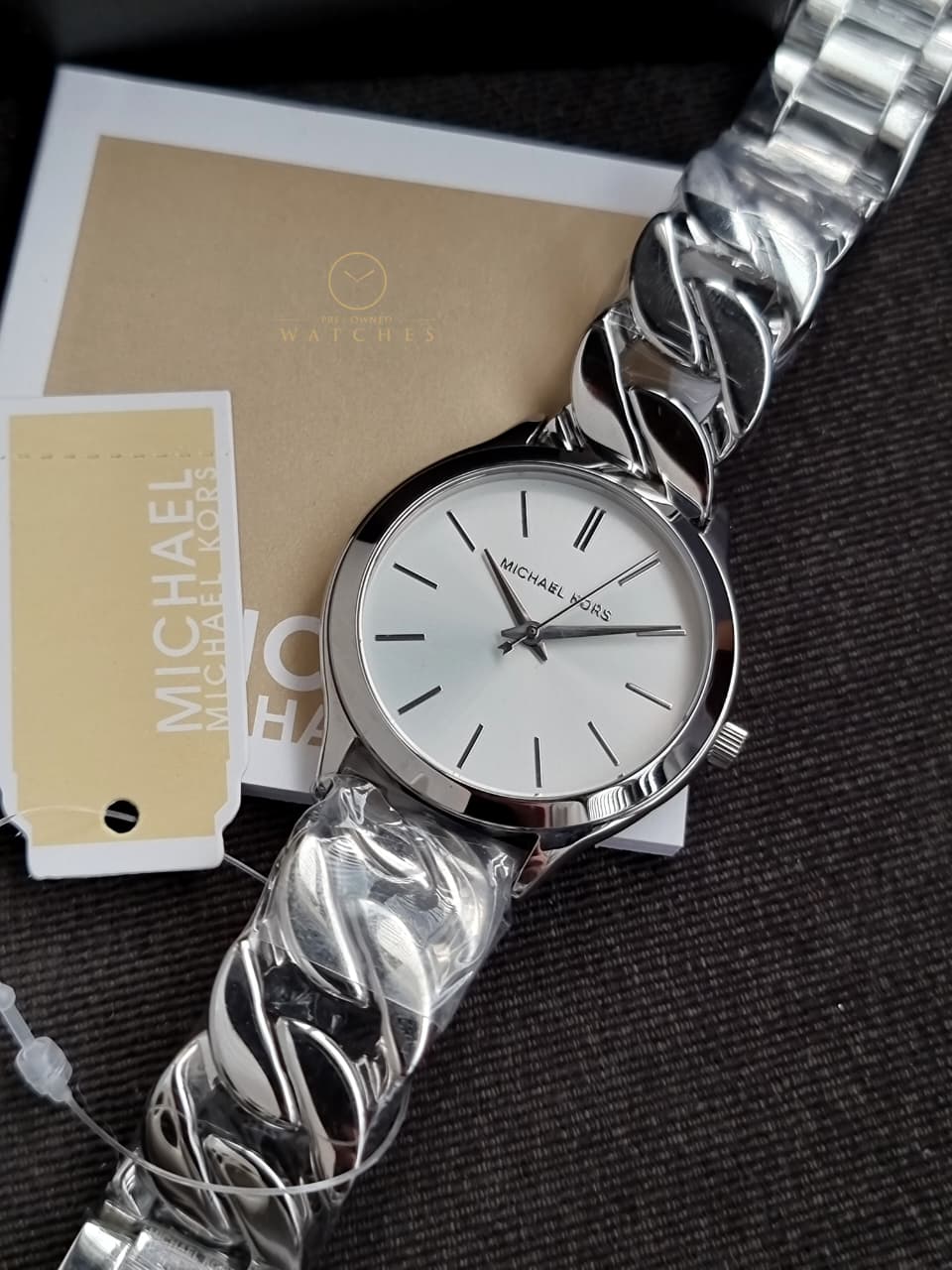 Michael Kors Runway Three-Hand 37mm Silver Dial Silver Steel Strap Watch for Women - MK7474