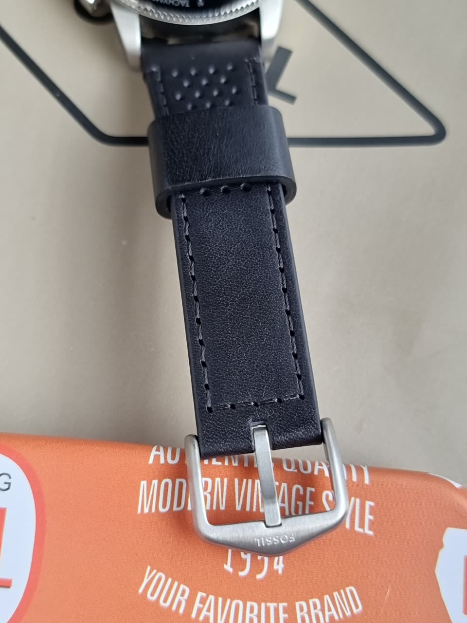 Fossil Sport Tourer 42mm Chronograph Black Leather Watch- FS6086